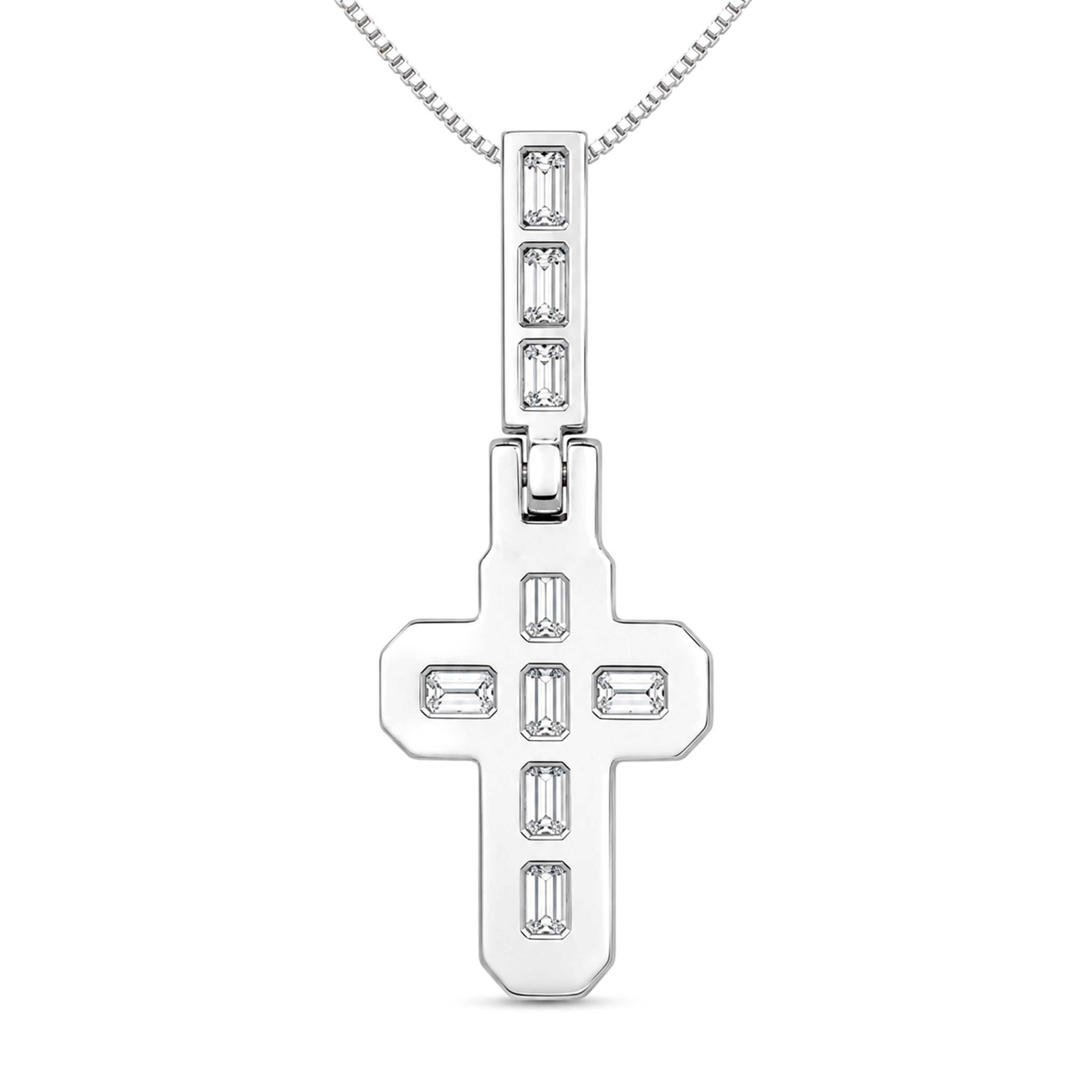 Venturant Lab Grown Diamond (F/VS+) 4.00 carat Round cut Sterling Silver Cross Pendant - Sterling Silver | Gold over Silver
