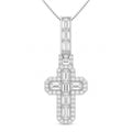 Venturant Lab Grown Diamond (F/VS+) 4.00 carat Round cut Sterling Silver Cross Pendant - Sterling Silver | Gold over Silver