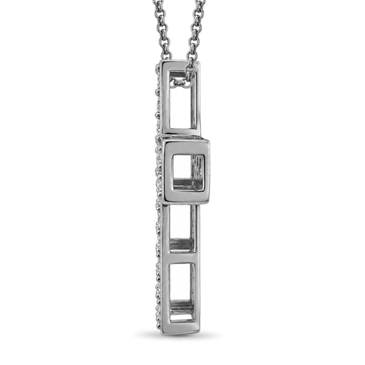 Venturant Lab Grown Diamond (F/VS+) 3.00 carat Round cut Sterling Silver Cross Pendant - Sterling Silver | Gold over Silver