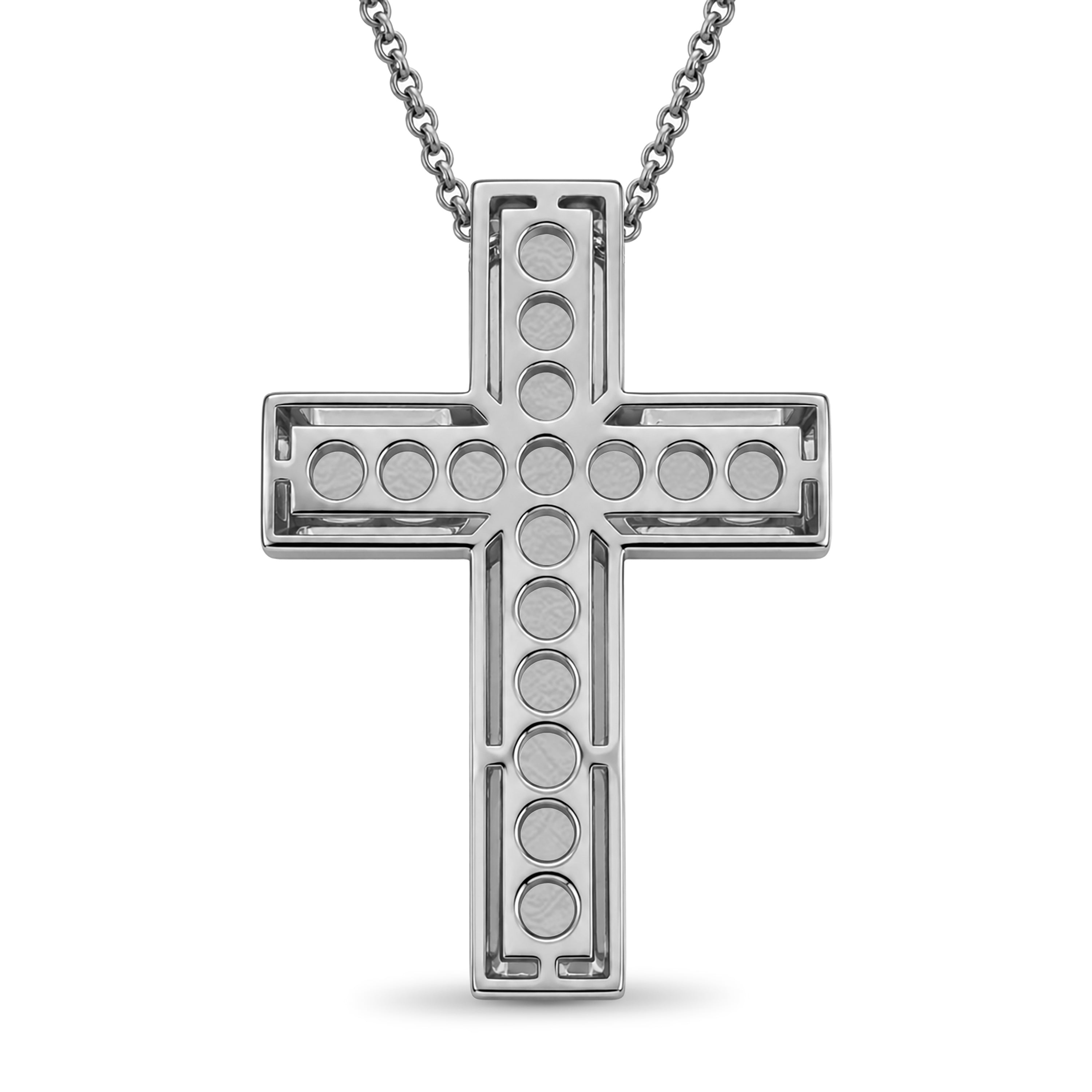 Venturant Lab Grown Diamond (F/VS+) 3.00 carat Round cut Sterling Silver Cross Pendant - Sterling Silver | Gold over Silver