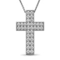 Venturant Lab Grown Diamond (F/VS+) 3.00 carat Round cut Sterling Silver Cross Pendant - Sterling Silver | Gold over Silver