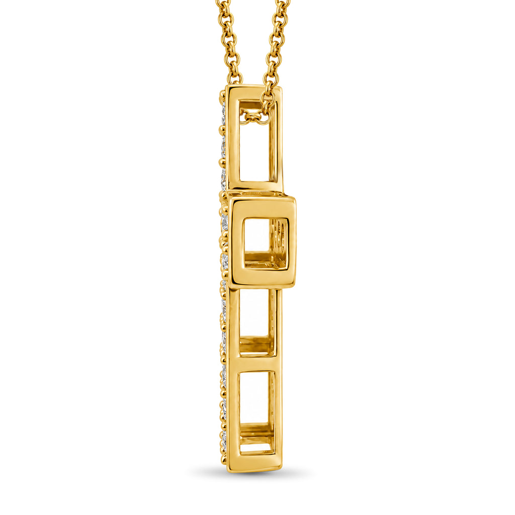 Venturant Lab Grown Diamond (F/VS+) 3.00 carat Round cut Sterling Silver Cross Pendant - Sterling Silver | Gold over Silver