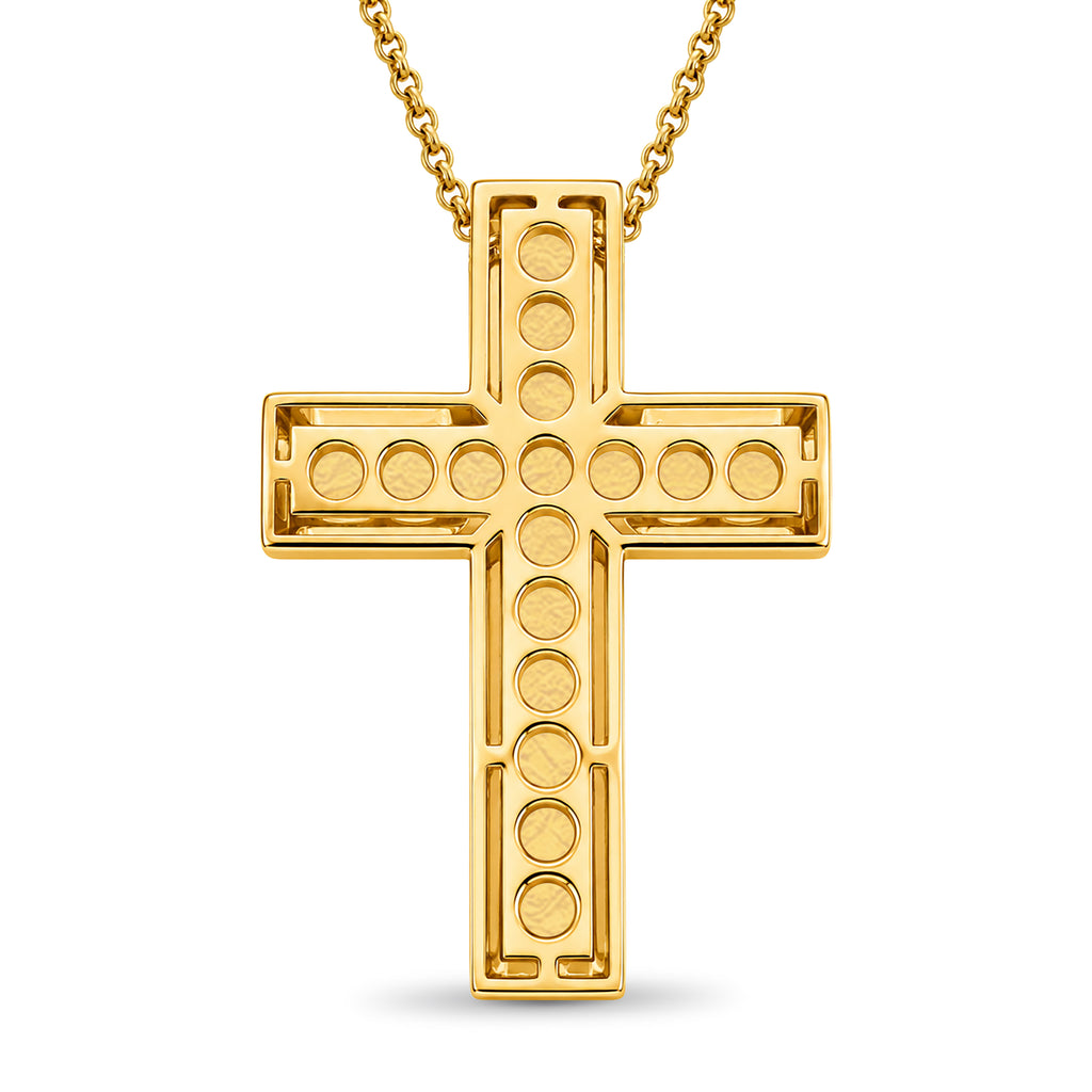 Venturant Lab Grown Diamond (F/VS+) 3.00 carat Round cut Sterling Silver Cross Pendant - Sterling Silver | Gold over Silver