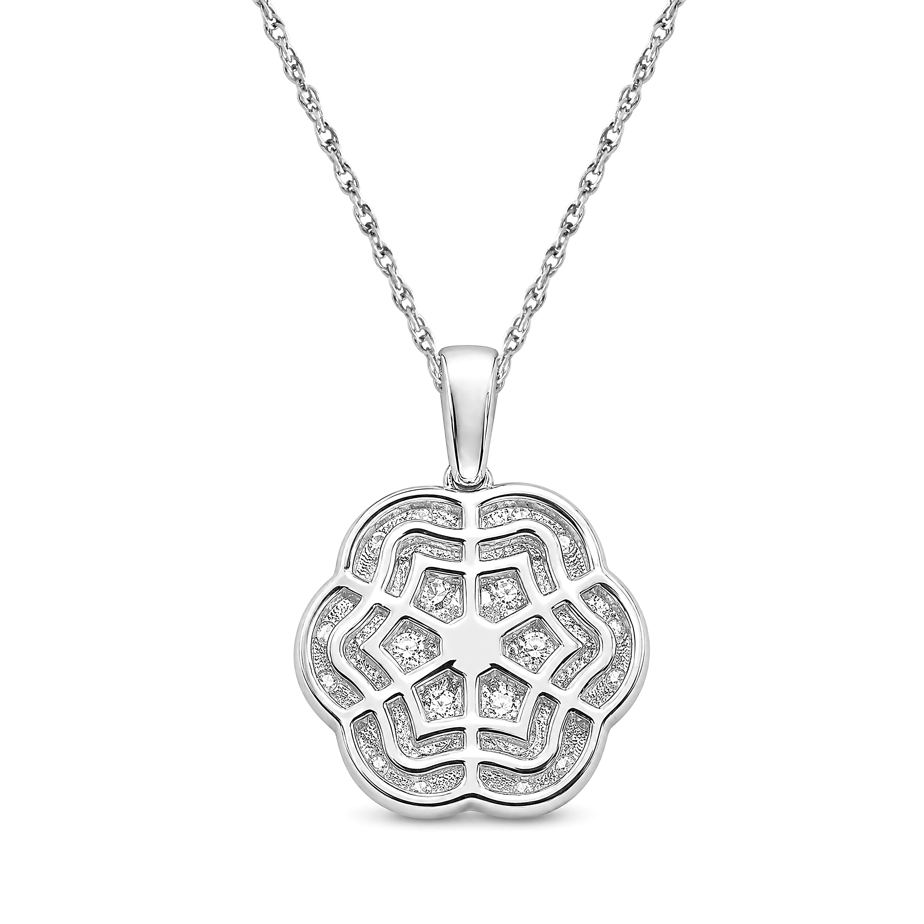 Venturant Lab Grown Diamond (F/VS+) 3.00 carat Round cut Sterling Silver Cluster Pendant - Sterling Silver
