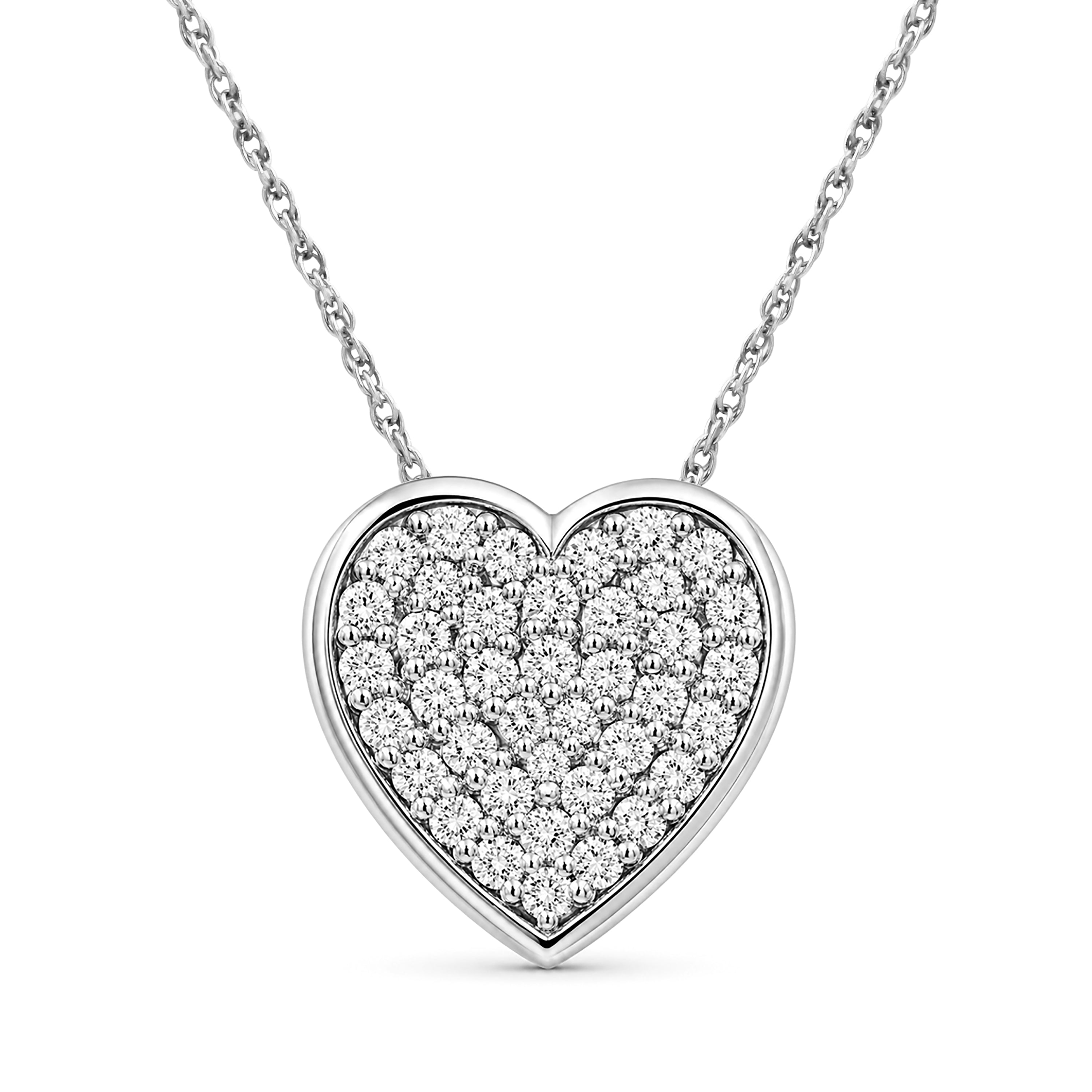 Venturant Lab Grown Diamond (F/VS+) 1.00 carat Round cut Sterling Silver Heart Pendant - Sterling Silver | Gold over Silver