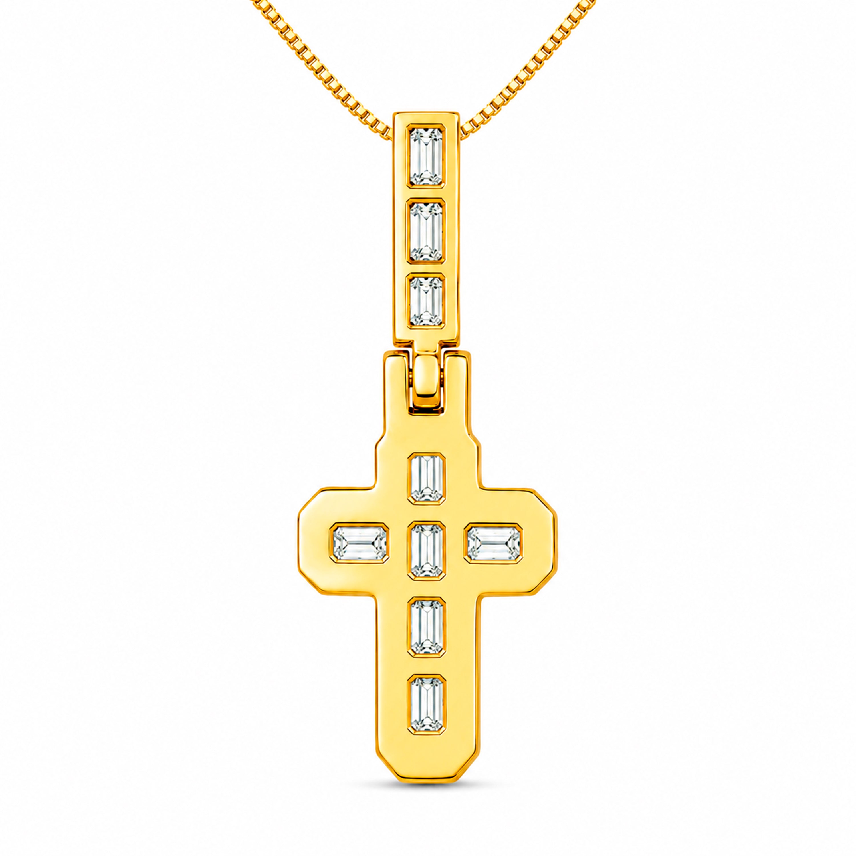 Venturant Lab Grown Diamond (F/VS+) 4.00 carat Round cut Sterling Silver Cross Pendant - Sterling Silver | Gold over Silver