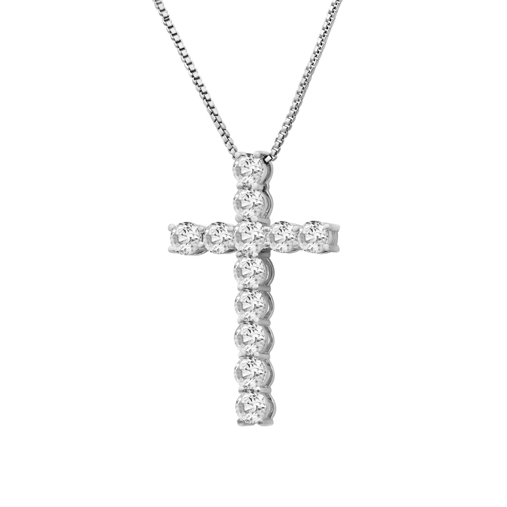 Venturant Lab Grown Diamond (F/VS+) 1.00 carat Round cut Sterling Silver Cross Pendant - Sterling Silver | Gold over Silver