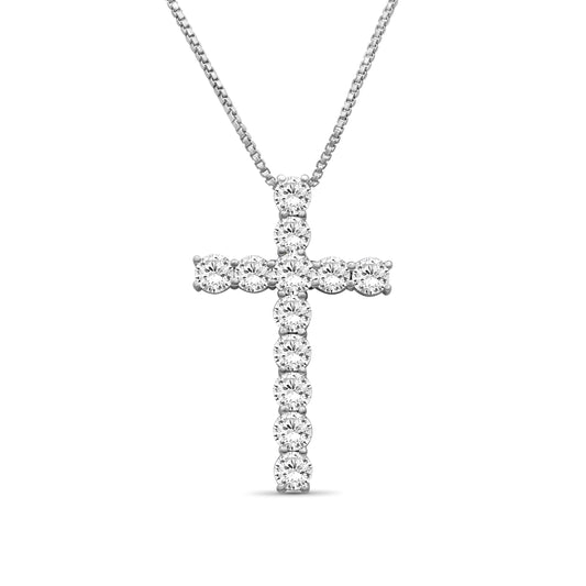 Venturant Lab Grown Diamond (F/VS+) 1.00 carat Round cut Sterling Silver Cross Pendant - Sterling Silver | Gold over Silver