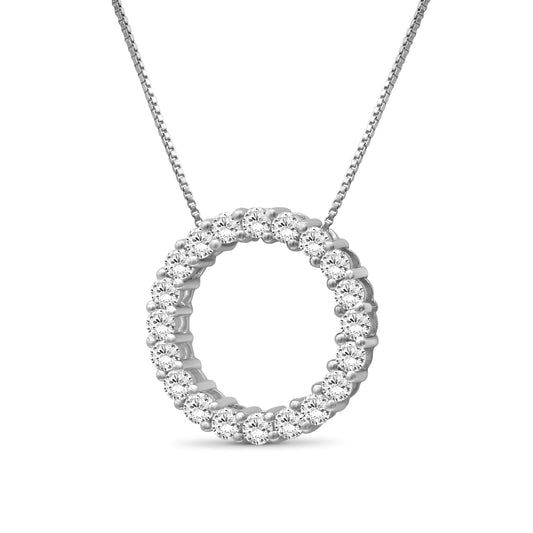Venturant Lab Grown Diamond (F/VS+) 1.00 carat Round cut Sterling Silver Circle Pendant - Sterling Silver | Gold over Silver