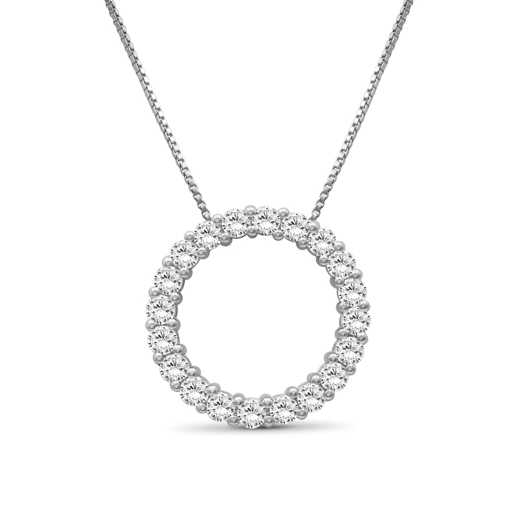 Venturant Lab Grown Diamond (F/VS+) 1.00 carat Round cut Sterling Silver Circle Pendant - Sterling Silver | Gold over Silver