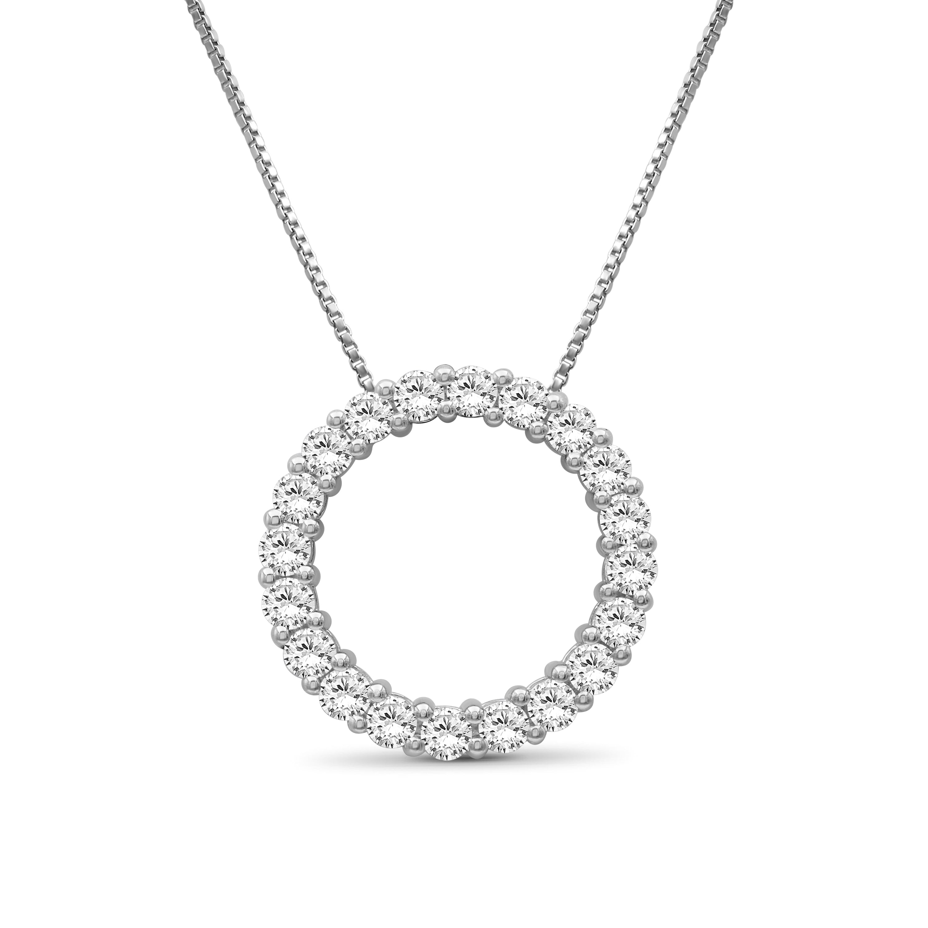 Venturant Lab Grown Diamond (F/VS+) 1.00 carat Round cut Sterling Silver Circle Pendant - Sterling Silver | Gold over Silver