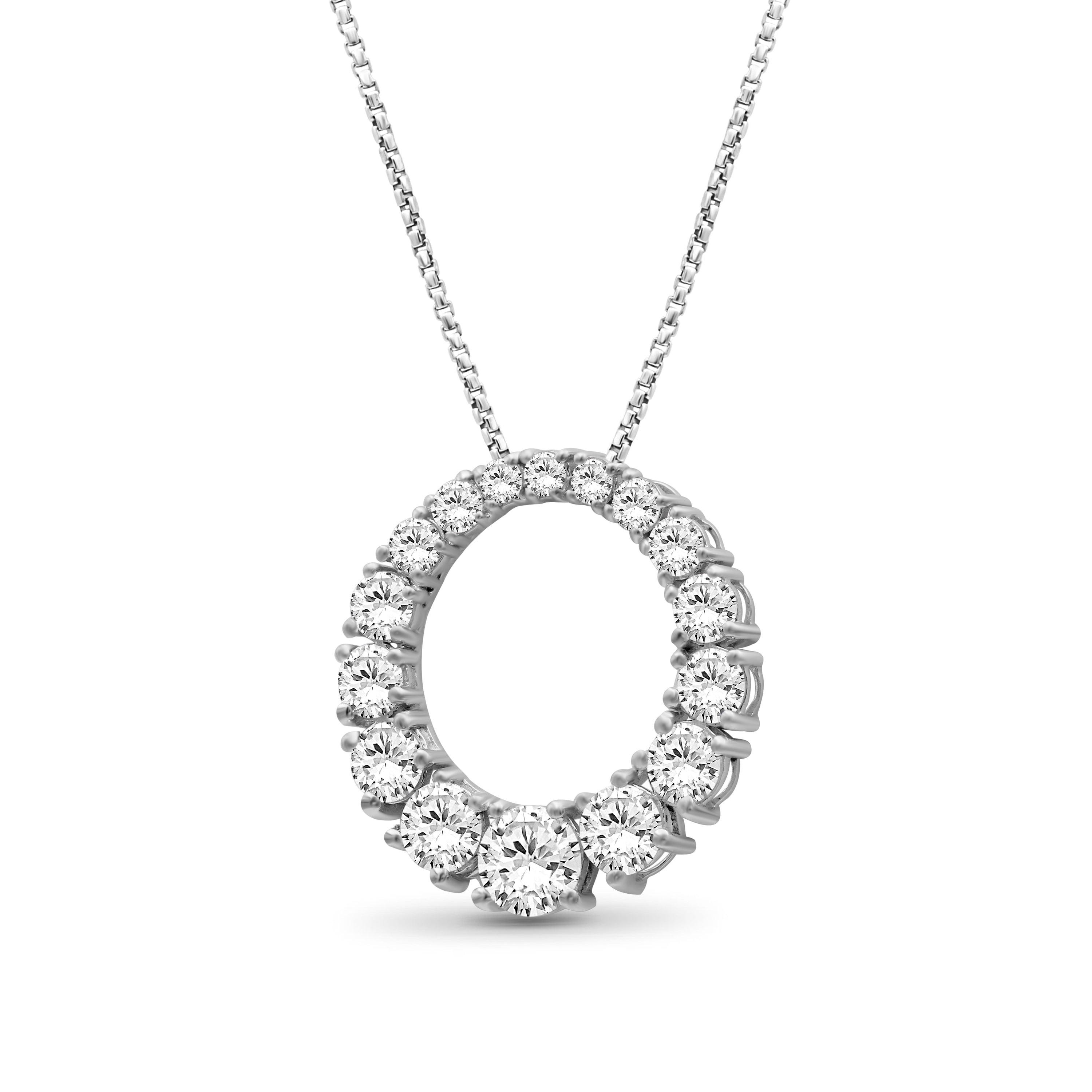 Venturant Lab Grown Diamond (F/VS+) 2.00 carat Round cut Sterling Silver Circle Pendant - Sterling Silver | Gold over Silver