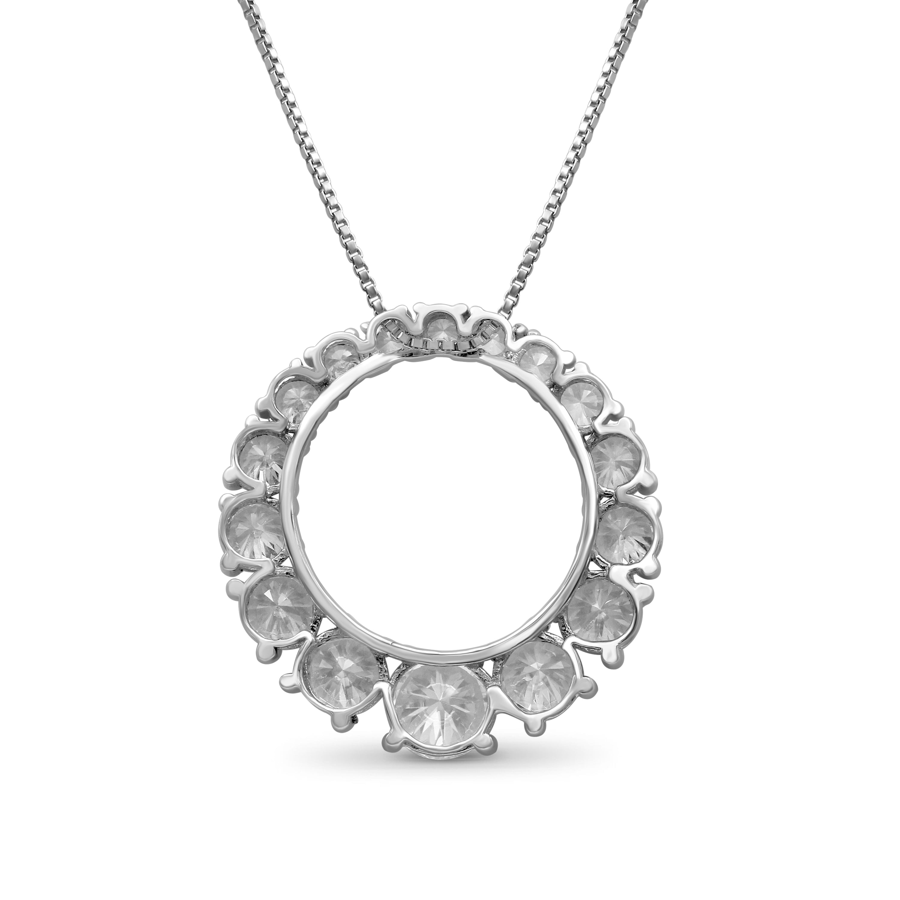 Venturant Lab Grown Diamond (F/VS+) 2.00 carat Round cut Sterling Silver Circle Pendant - Sterling Silver | Gold over Silver