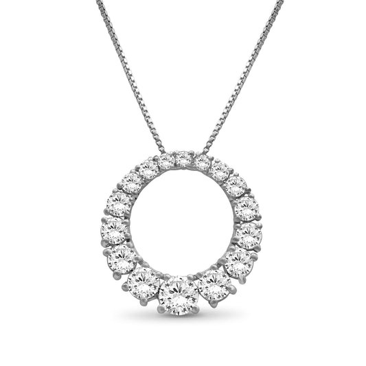 Venturant Lab Grown Diamond (F/VS+) 2.00 carat Round cut Sterling Silver Circle Pendant - Sterling Silver | Gold over Silver