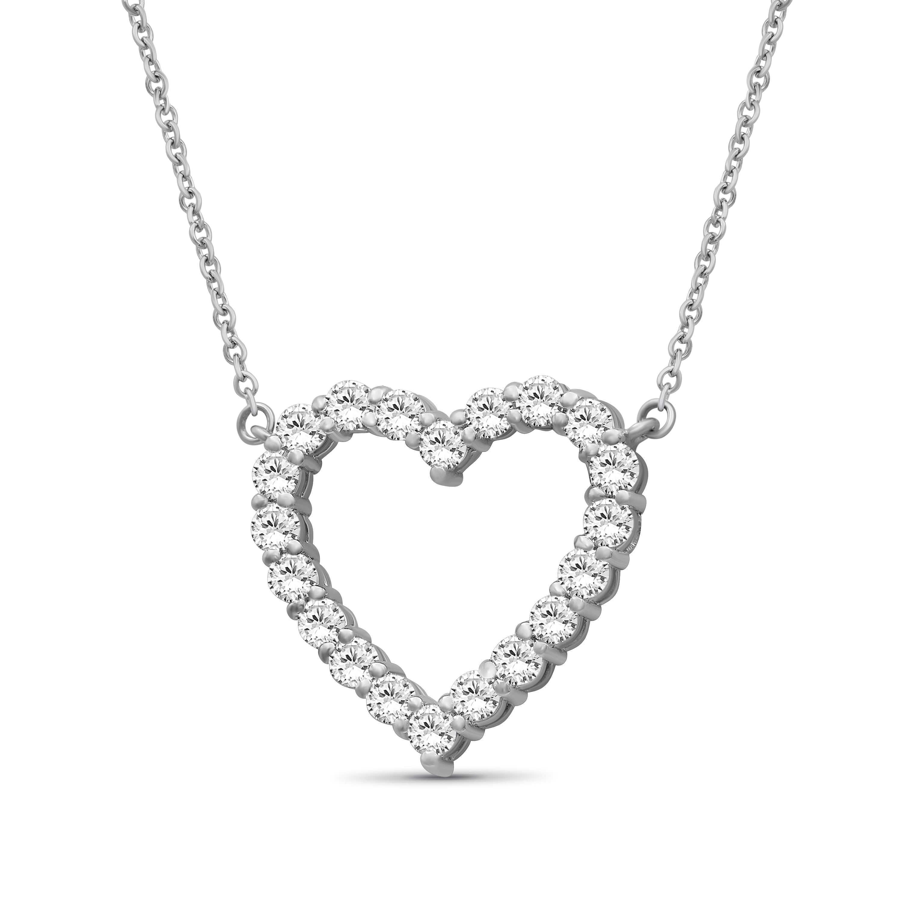 Venturant Lab Grown Diamond (F/VS+) 1.00 carat Round cut Sterling Silver Heart Pendant - Sterling Silver | Gold over Silver