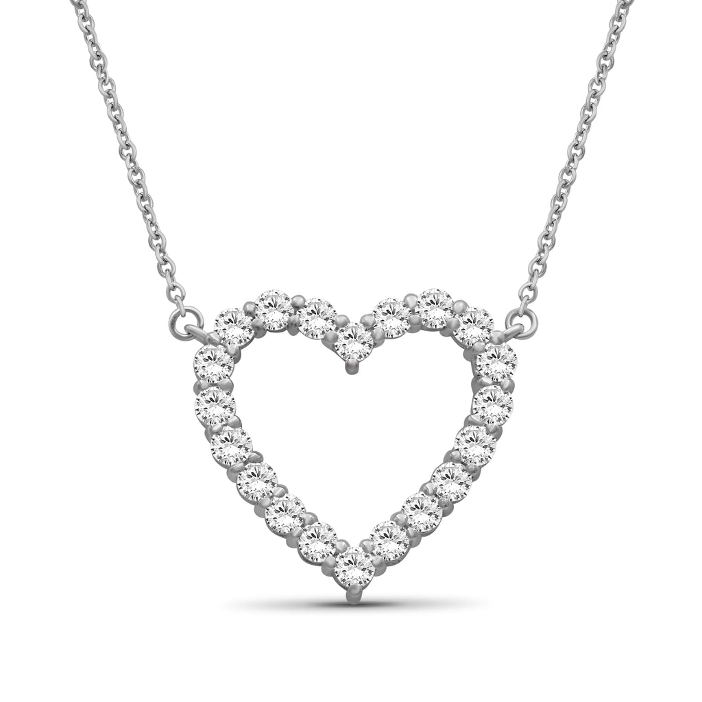 Venturant Lab Grown Diamond (F/VS+) 1.00 carat Round cut Sterling Silver Heart Pendant - Sterling Silver | Gold over Silver