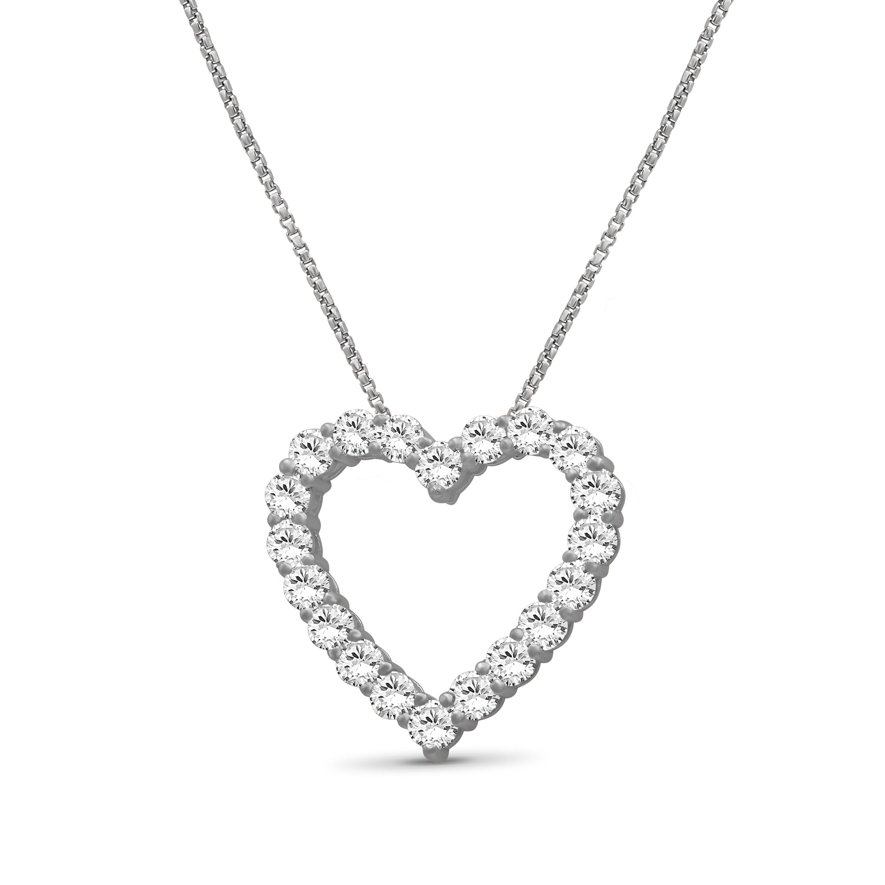 Venturant Lab Grown Diamond (F/VS+) 2.00 carat Round cut Sterling Silver Heart Pendant - Sterling Silver | Gold over Silver