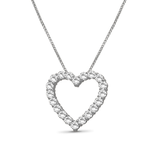 Venturant Lab Grown Diamond (F/VS+) 2.00 carat Round cut Sterling Silver Heart Pendant - Sterling Silver | Gold over Silver