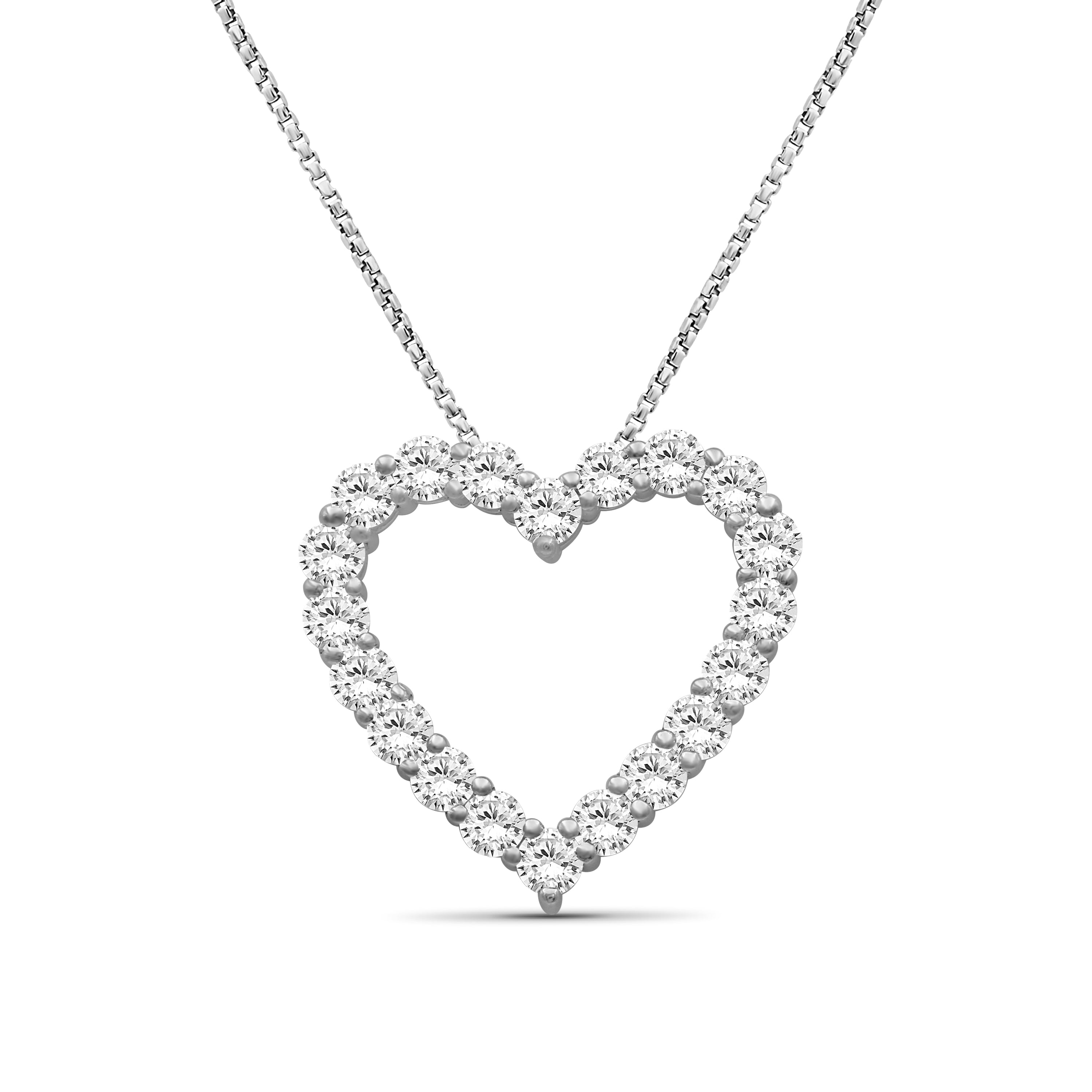 Venturant Lab Grown Diamond (F/VS+) 2.00 carat Round cut Sterling Silver Heart Pendant - Sterling Silver | Gold over Silver