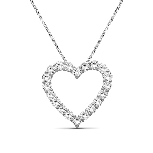 Venturant Lab Grown Diamond (F/VS+) 2.00 carat Round cut Sterling Silver Heart Pendant - Sterling Silver | Gold over Silver