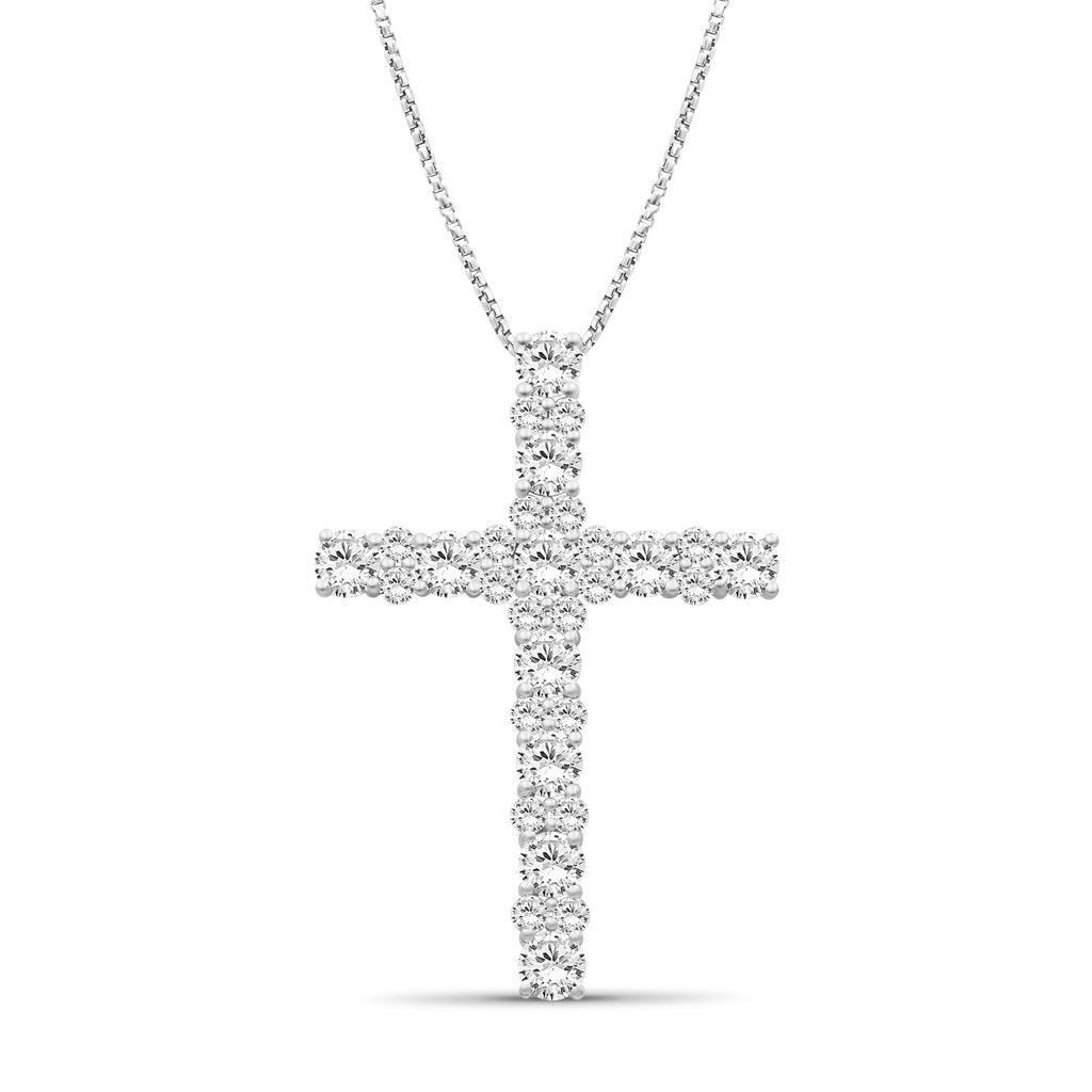 Venturant Lab Grown Diamond (F/VS+) 2.00 carat Round cut Sterling Silver Cross Pendant - Sterling Silver | Gold over Silver
