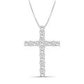 Venturant Lab Grown Diamond (F/VS+) 2.00 carat Round cut Sterling Silver Cross Pendant - Sterling Silver | Gold over Silver