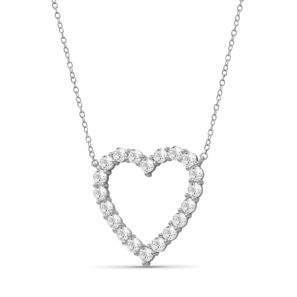Venturant Lab Grown Diamond (F/VS+) 3.00 carat Round cut Sterling Silver Heart Pendant - Sterling Silver | Gold over Silver