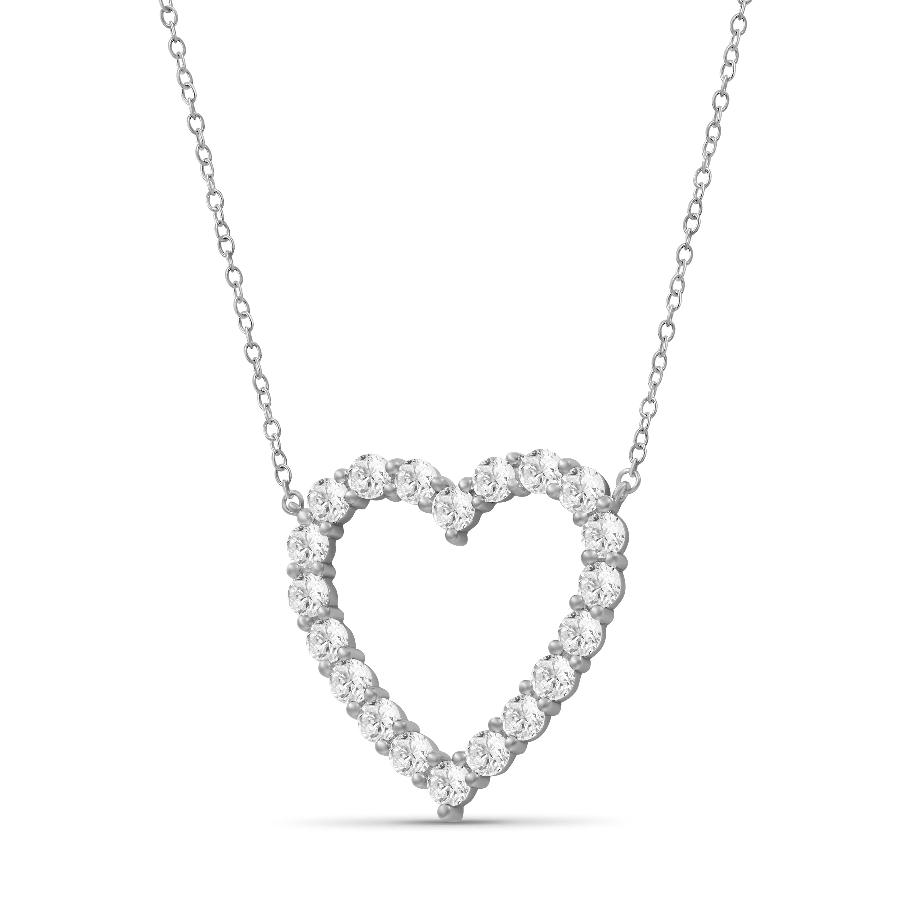Venturant Lab Grown Diamond (F/VS+) 3.00 carat Round cut Sterling Silver Heart Pendant - Sterling Silver | Gold over Silver