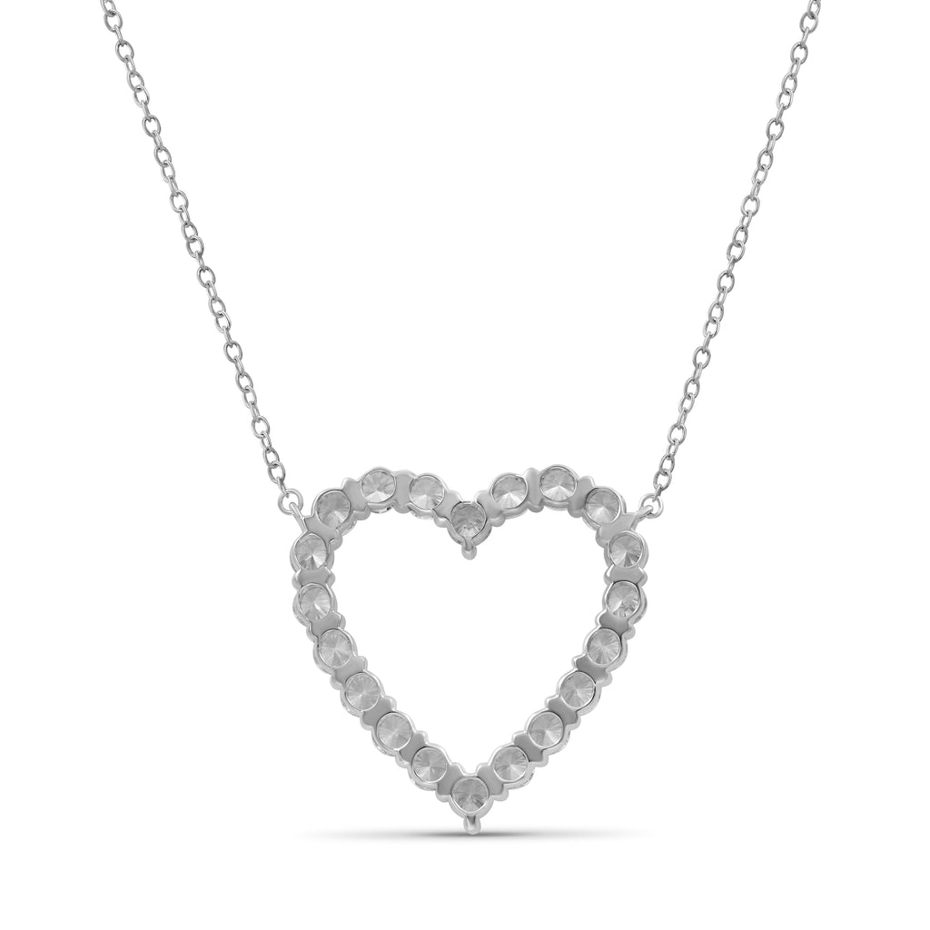 Venturant Lab Grown Diamond (F/VS+) 3.00 carat Round cut Sterling Silver Heart Pendant - Sterling Silver | Gold over Silver