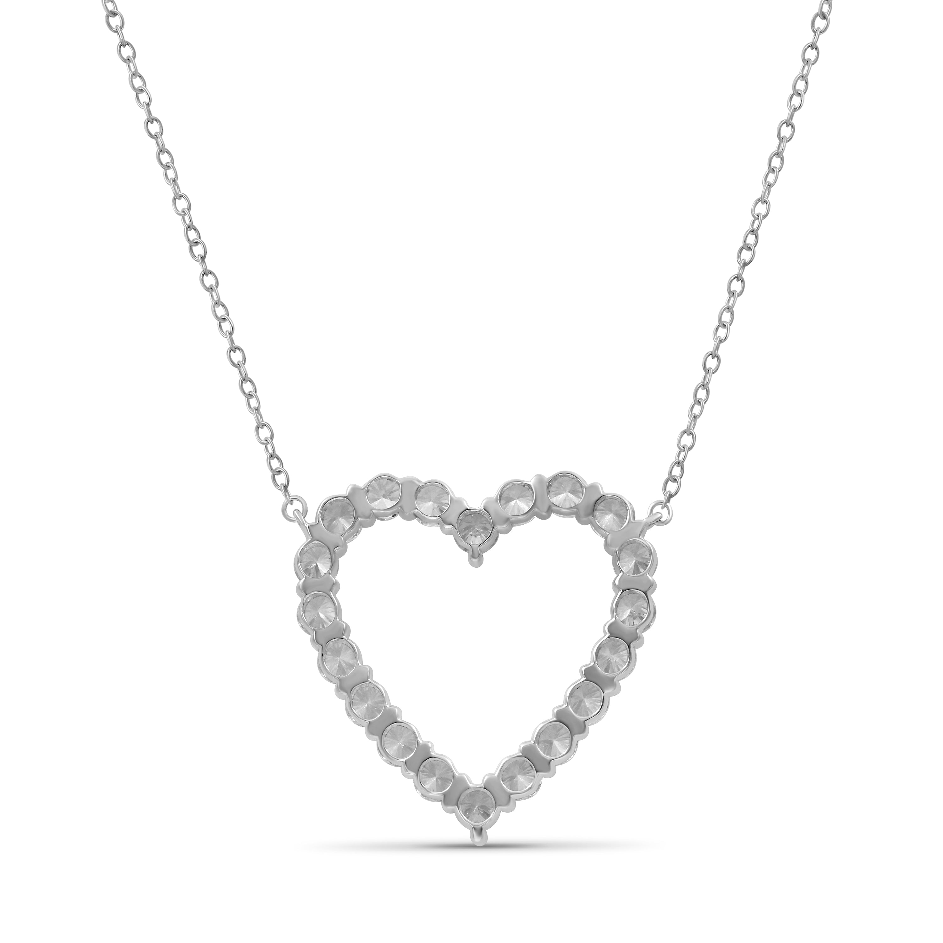Venturant Lab Grown Diamond (F/VS+) 3.00 carat Round cut Sterling Silver Heart Pendant - Sterling Silver | Gold over Silver