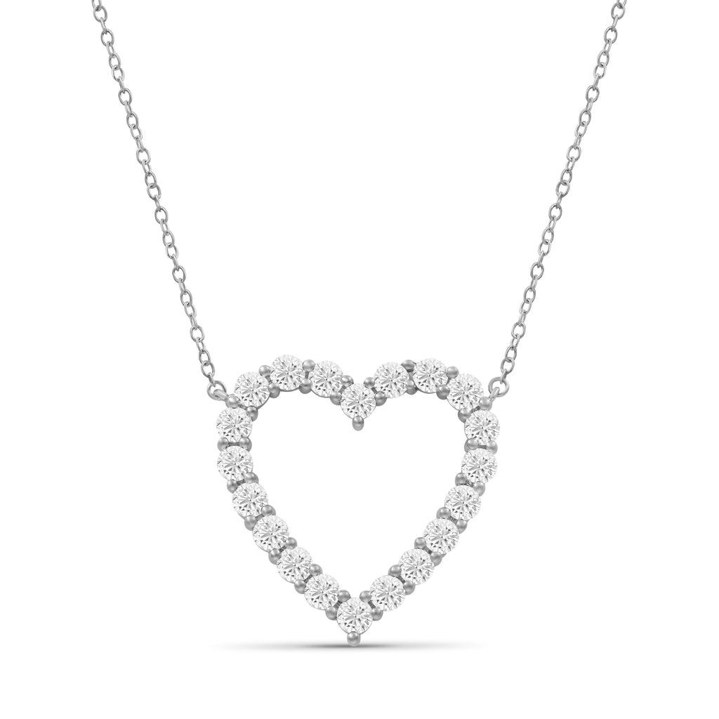 Venturant Lab Grown Diamond (F/VS+) 3.00 carat Round cut Sterling Silver Heart Pendant - Sterling Silver | Gold over Silver