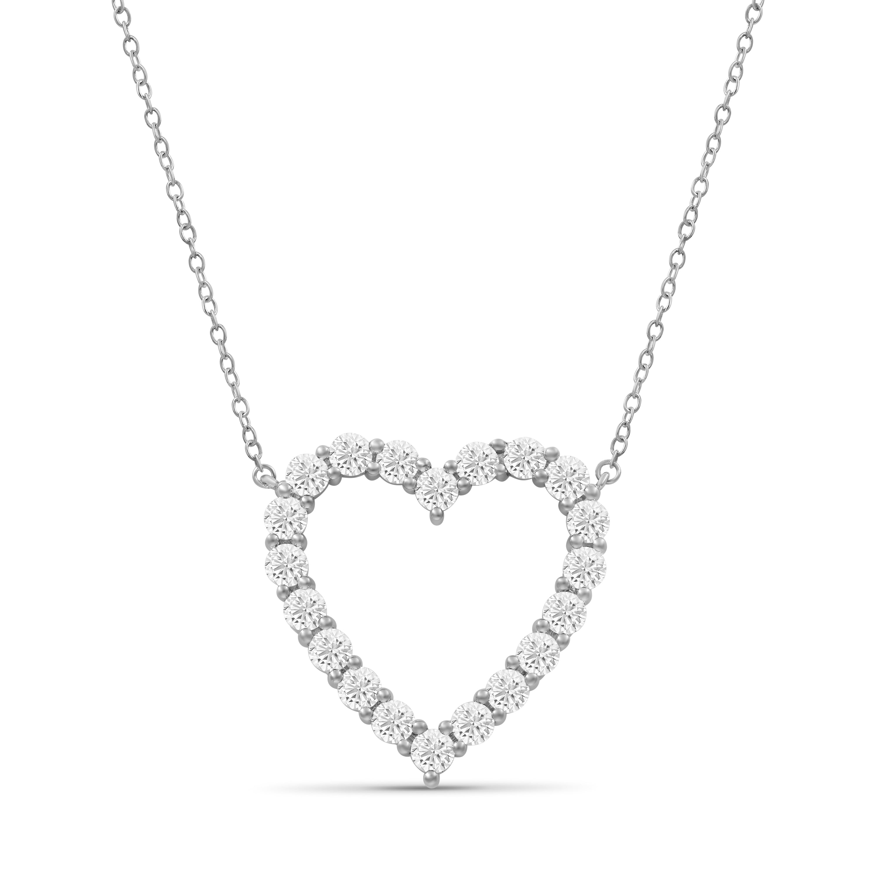 Venturant Lab Grown Diamond (F/VS+) 3.00 carat Round cut Sterling Silver Heart Pendant - Sterling Silver | Gold over Silver