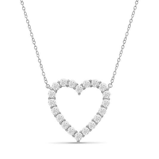 Venturant Lab Grown Diamond (F/VS+) 3.00 carat Round cut Sterling Silver Heart Pendant - Sterling Silver | Gold over Silver