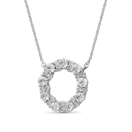 Venturant Lab Grown Diamond (F/VS+) 2.00 carat Round cut Sterling Silver Circle Pendant - Sterling Silver | Gold over Silver