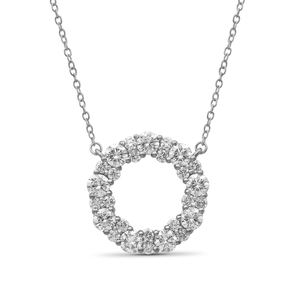 Venturant Lab Grown Diamond (F/VS+) 2.00 carat Round cut Sterling Silver Circle Pendant - Sterling Silver | Gold over Silver