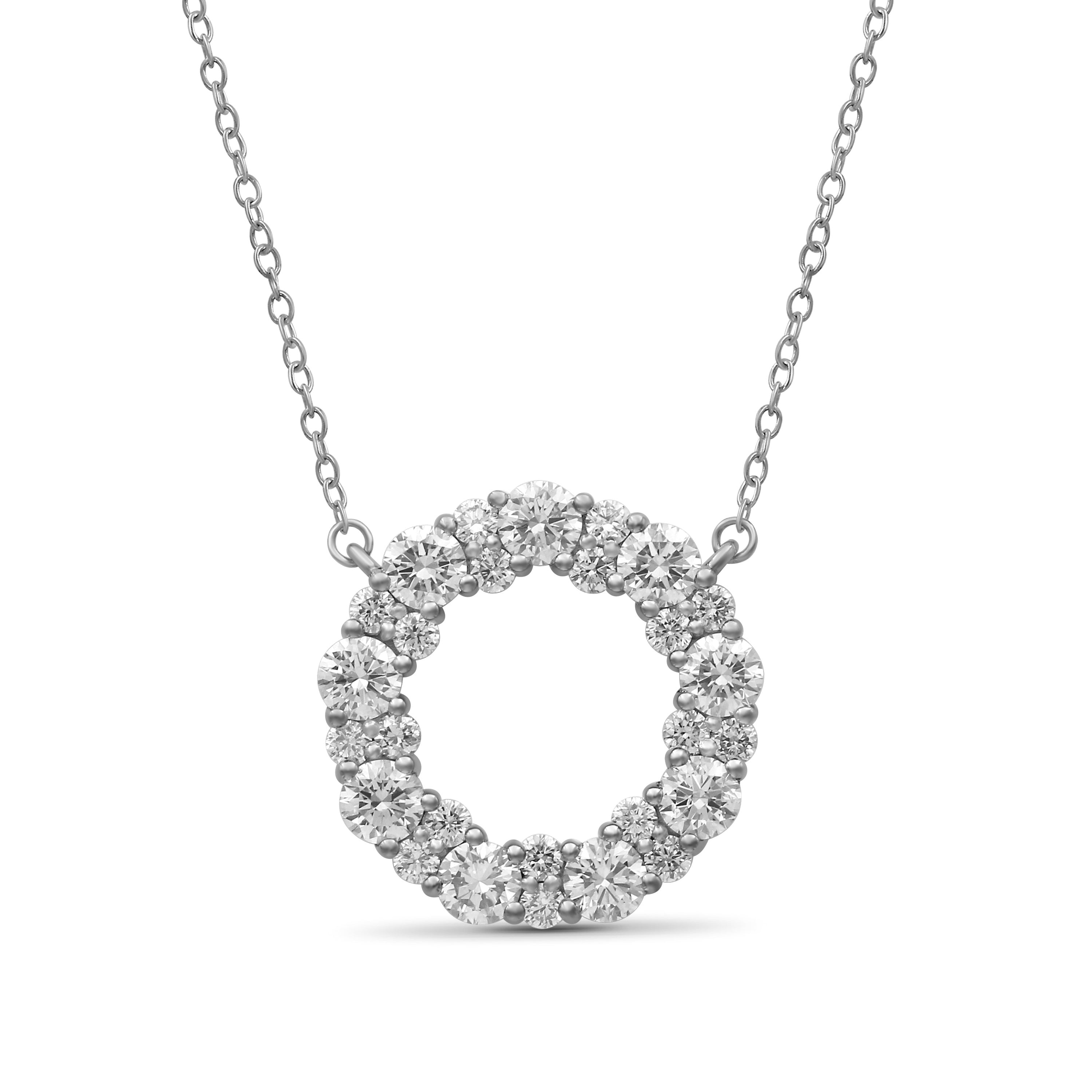 Venturant Lab Grown Diamond (F/VS+) 2.00 carat Round cut Sterling Silver Circle Pendant - Sterling Silver | Gold over Silver