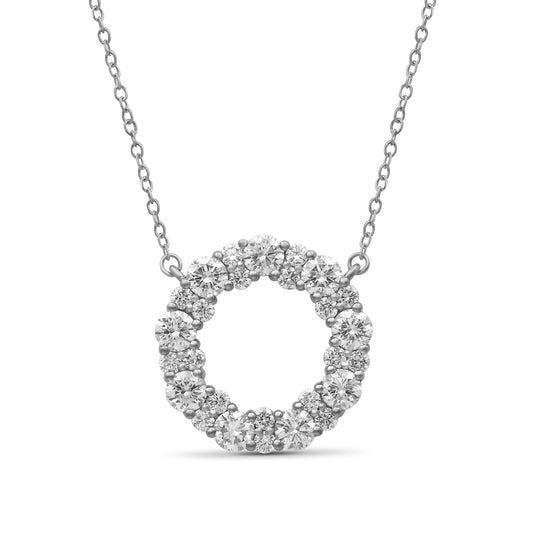 Venturant Lab Grown Diamond (F/VS+) 2.00 carat Round cut Sterling Silver Circle Pendant - Sterling Silver | Gold over Silver