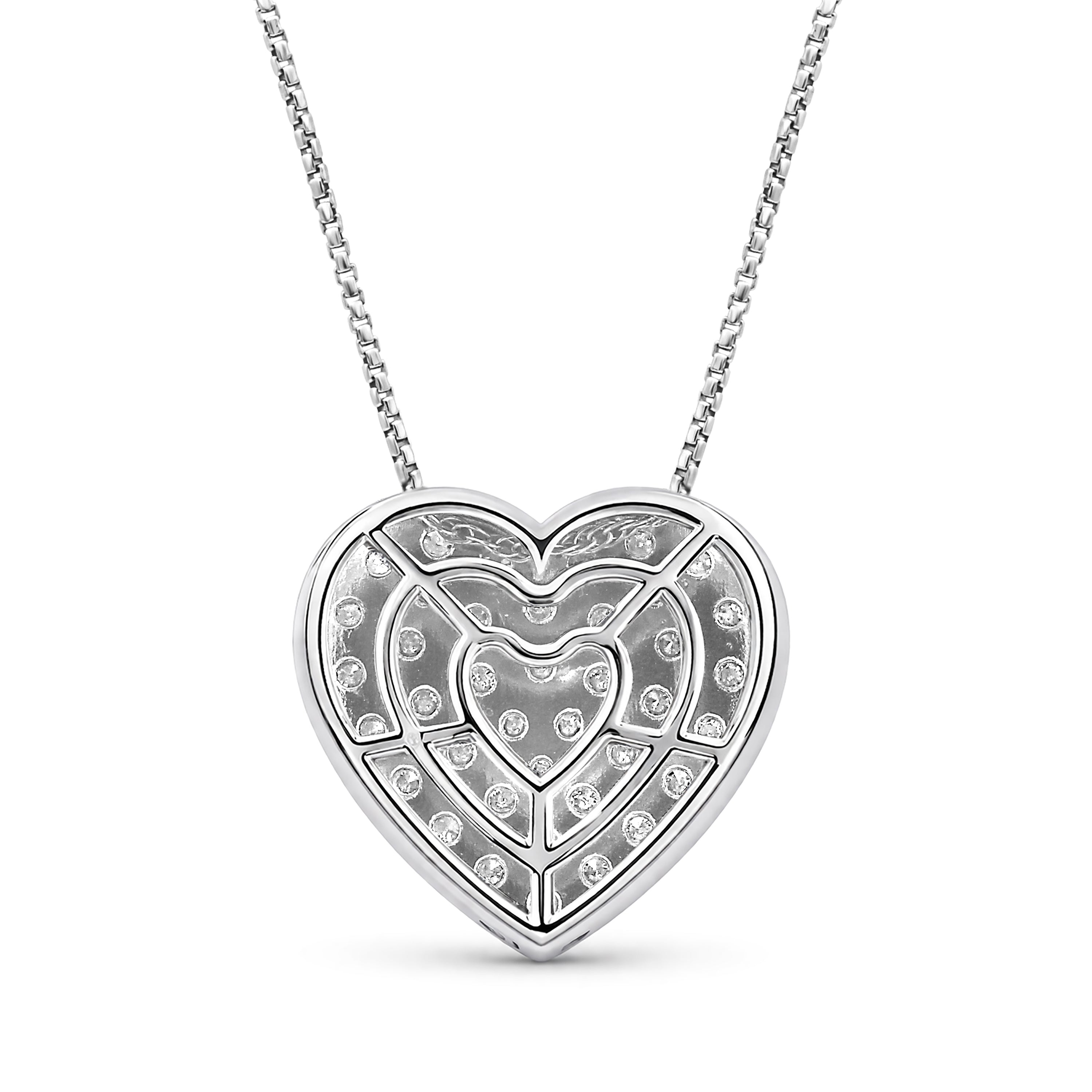Venturant Lab Grown Diamond (F/VS+) 1.00 carat Round cut Sterling Silver Heart Pendant - Sterling Silver