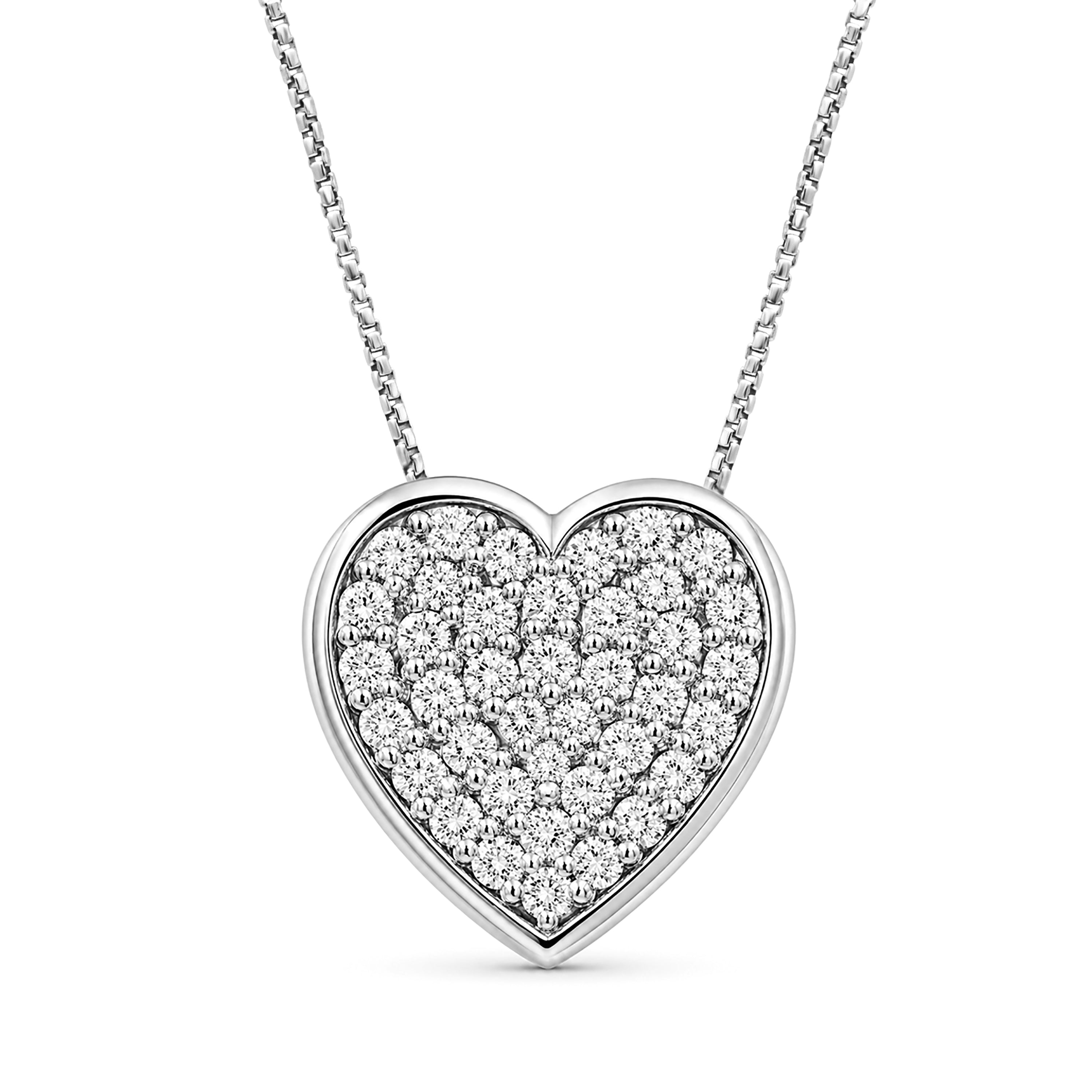 Venturant Lab Grown Diamond (F/VS+) 1.00 carat Round cut Sterling Silver Heart Pendant - Sterling Silver