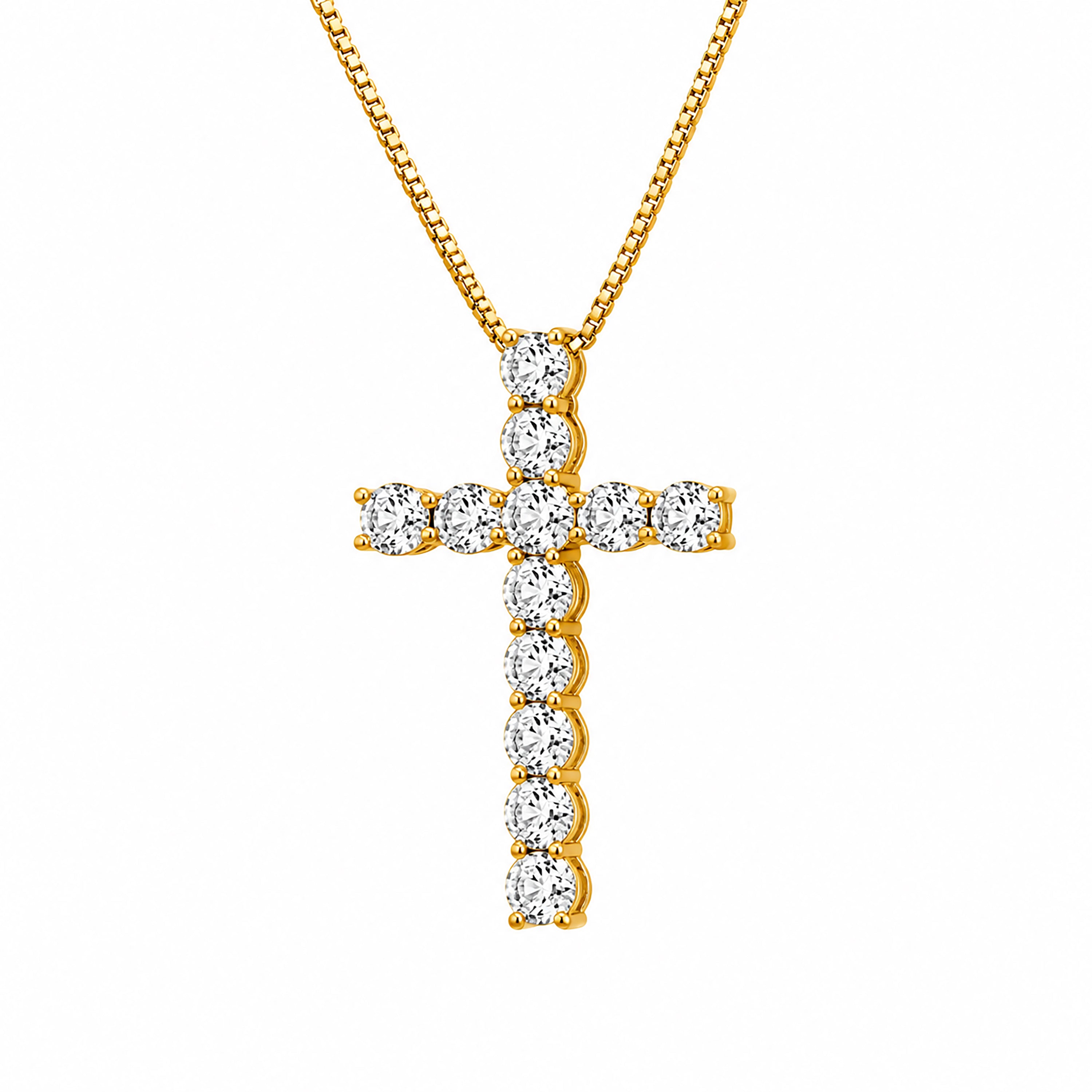 Venturant Lab Grown Diamond (F/VS+) 1.00 carat Round cut Sterling Silver Cross Pendant - Sterling Silver | Gold over Silver