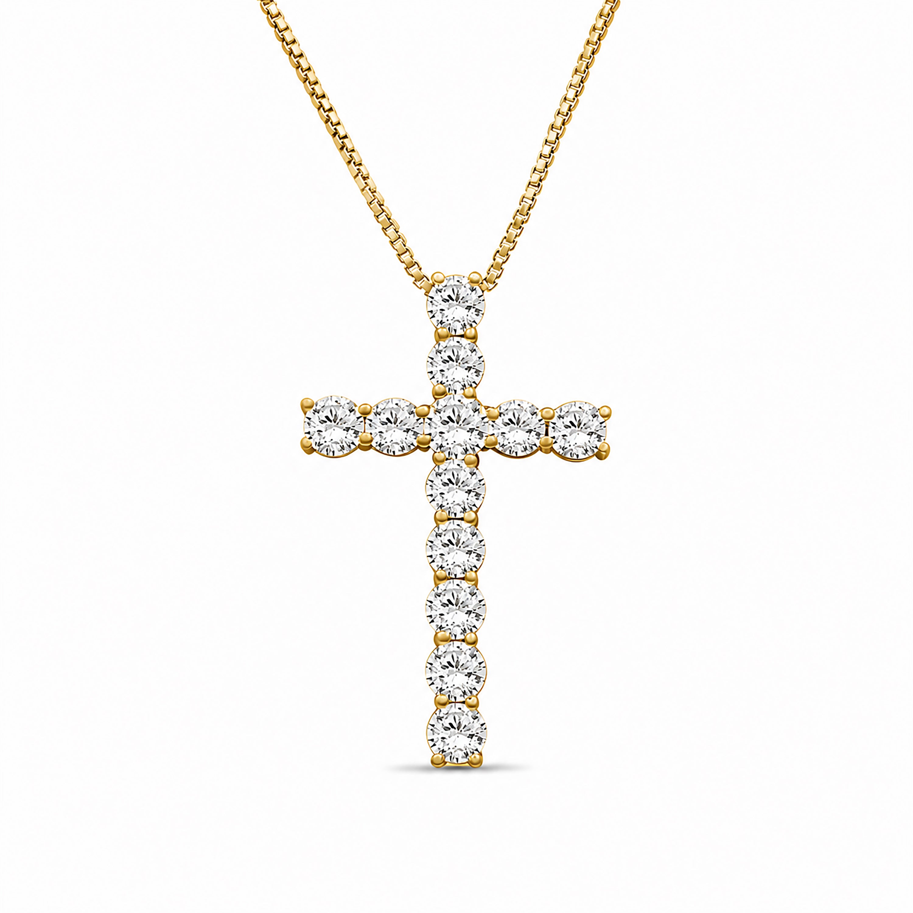 Venturant Lab Grown Diamond (F/VS+) 1.00 carat Round cut Sterling Silver Cross Pendant - Sterling Silver | Gold over Silver