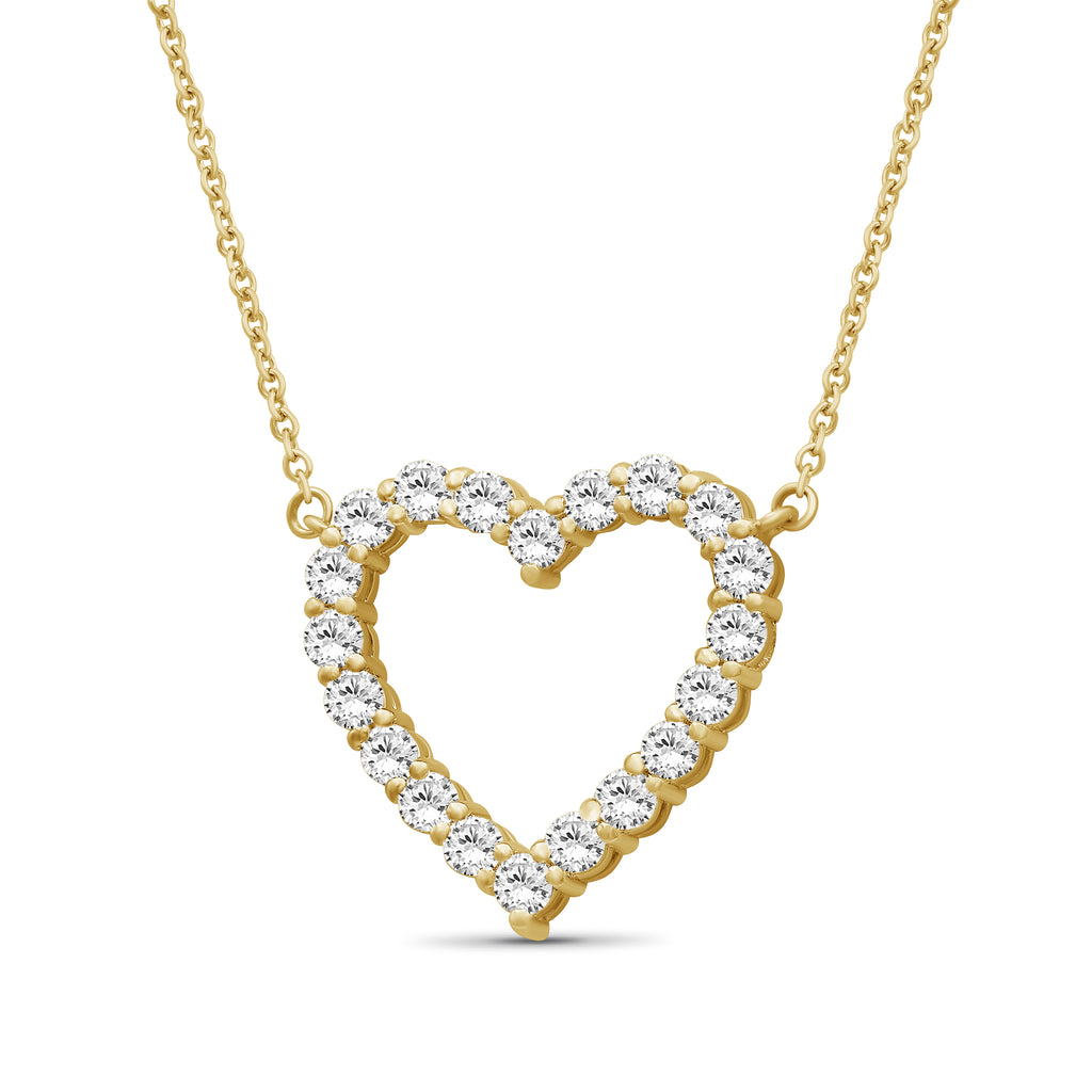 Venturant Lab Grown Diamond (F/VS+) 1.00 carat Round cut Sterling Silver Heart Pendant - Sterling Silver | Gold over Silver