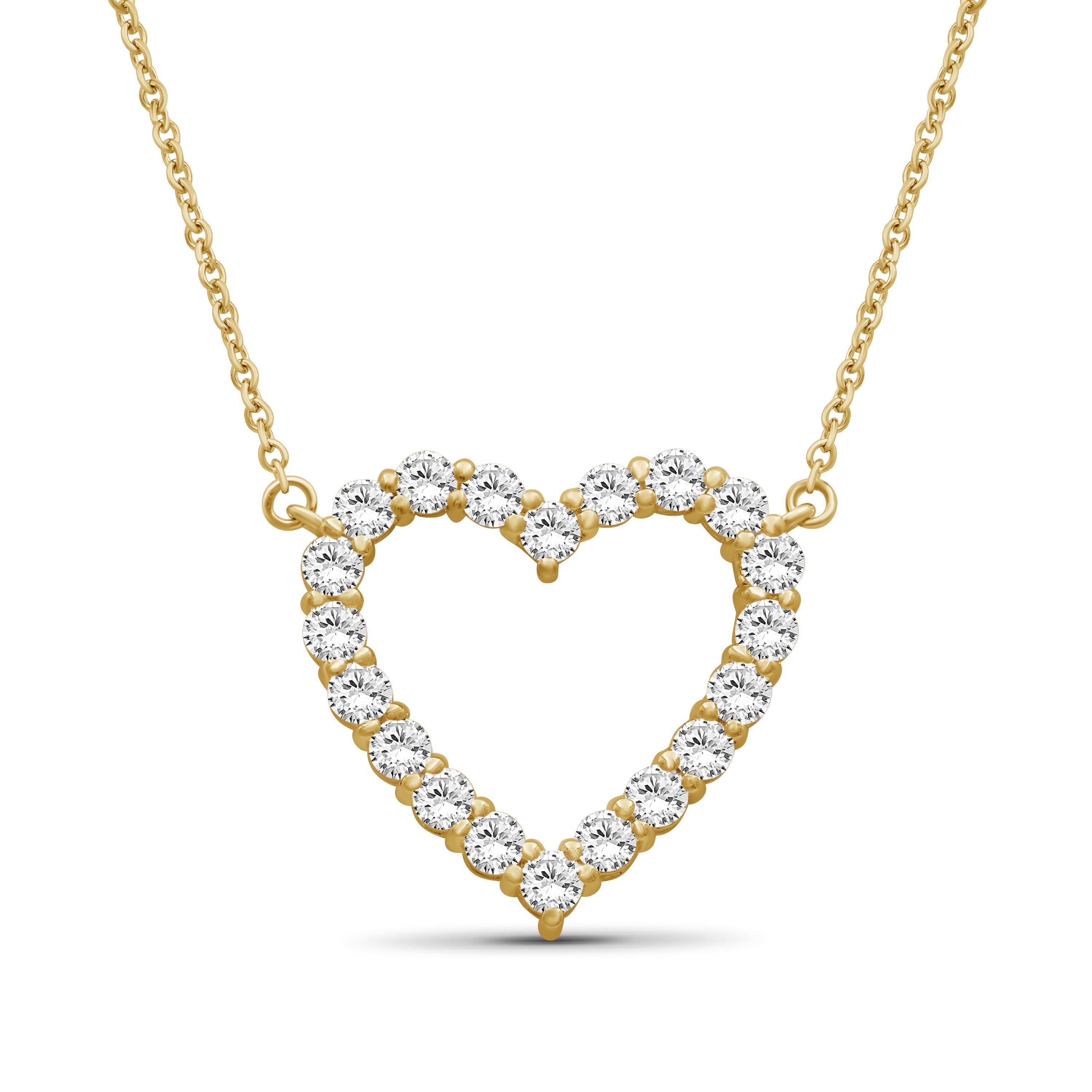 Venturant Lab Grown Diamond (F/VS+) 1.00 carat Round cut Sterling Silver Heart Pendant - Sterling Silver | Gold over Silver