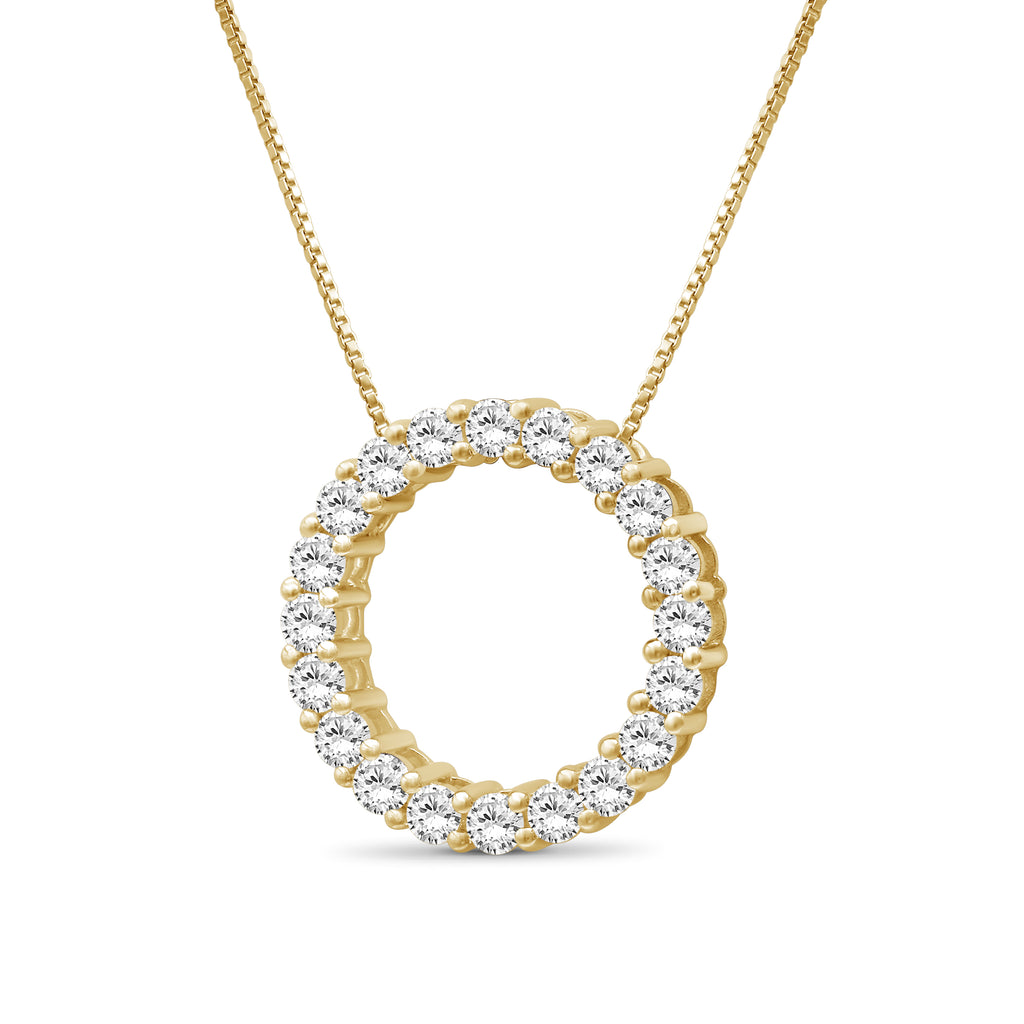 Venturant Lab Grown Diamond (F/VS+) 1.00 carat Round cut Sterling Silver Circle Pendant - Sterling Silver | Gold over Silver