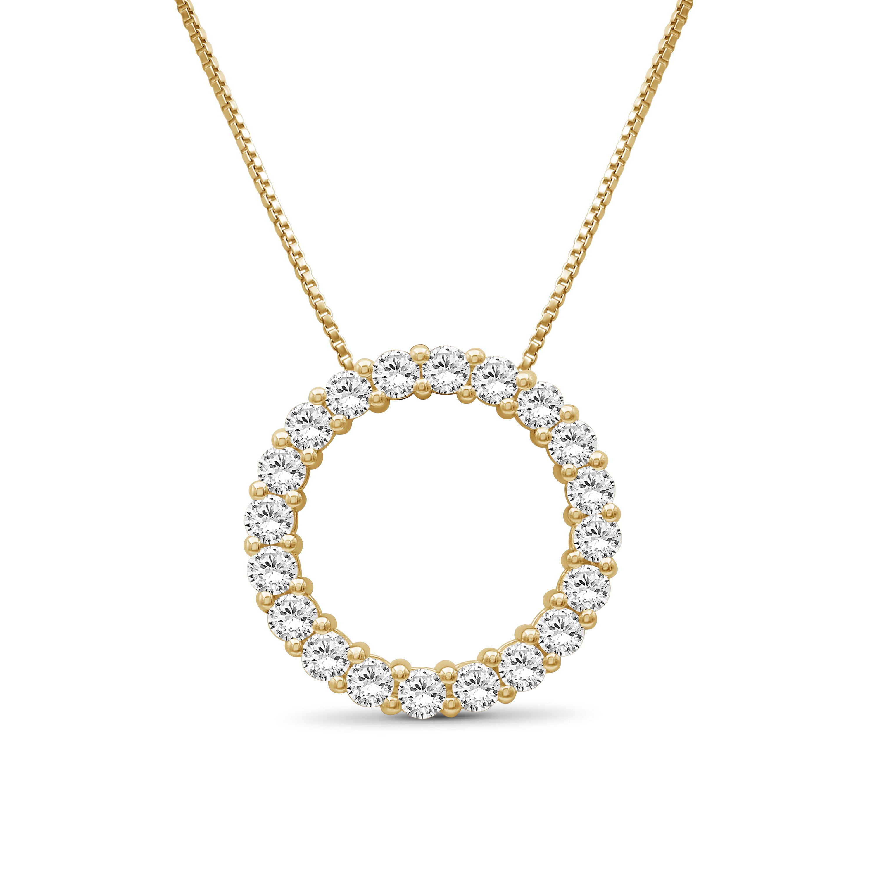 Venturant Lab Grown Diamond (F/VS+) 1.00 carat Round cut Sterling Silver Circle Pendant - Sterling Silver | Gold over Silver