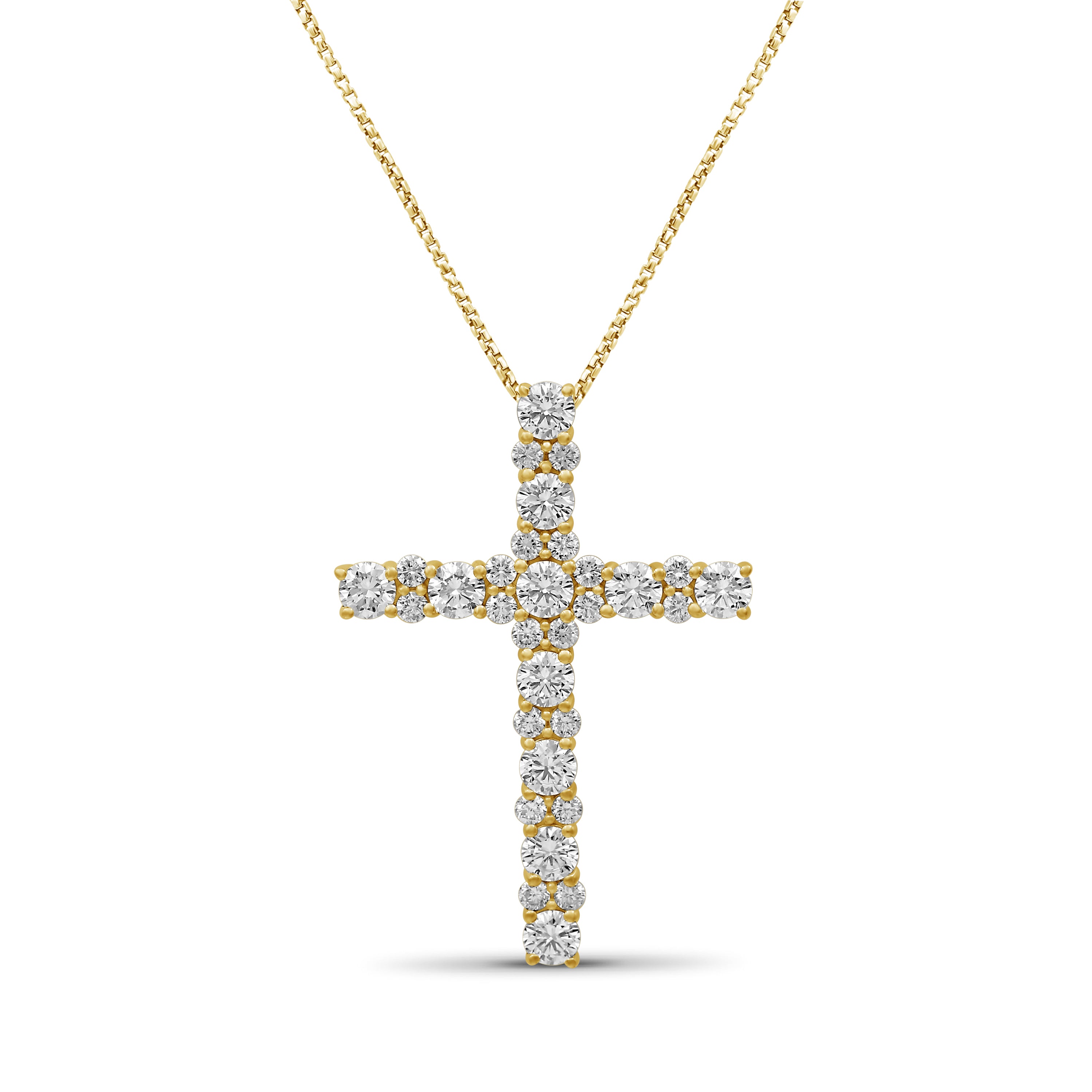 Venturant Lab Grown Diamond (F/VS+) 2.00 carat Round cut Sterling Silver Cross Pendant - Sterling Silver | Gold over Silver