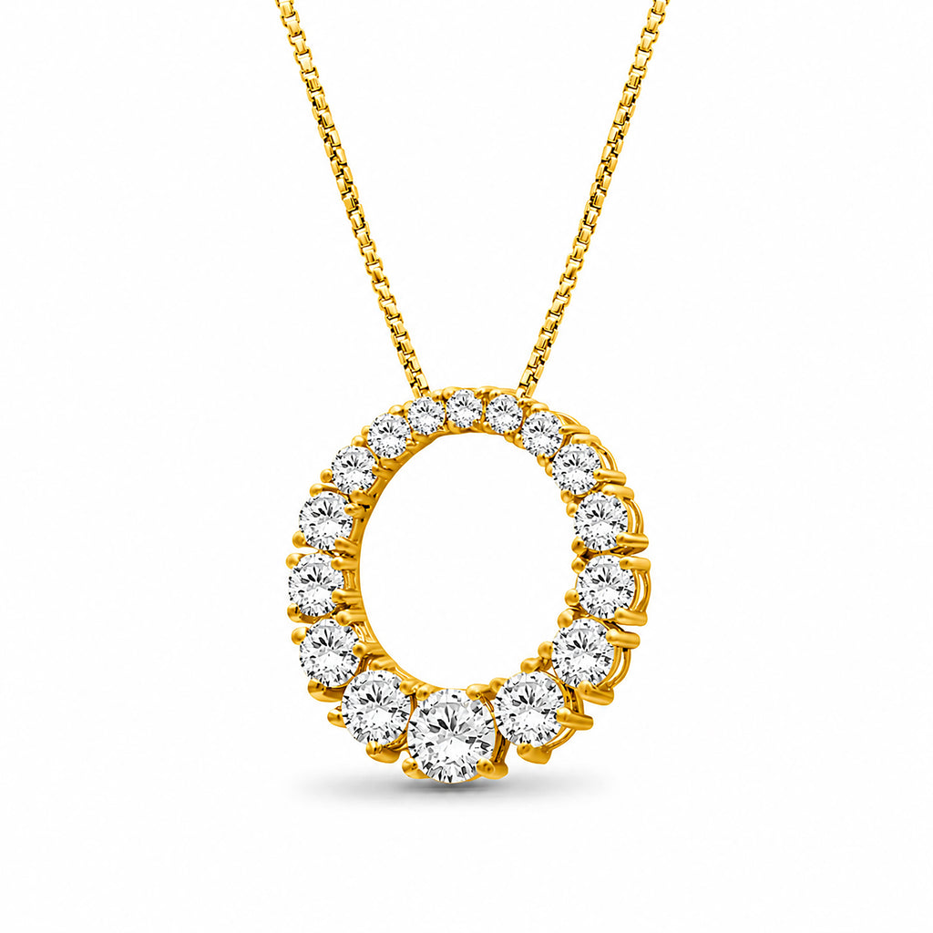 Venturant Lab Grown Diamond (F/VS+) 2.00 carat Round cut Sterling Silver Circle Pendant - Sterling Silver | Gold over Silver