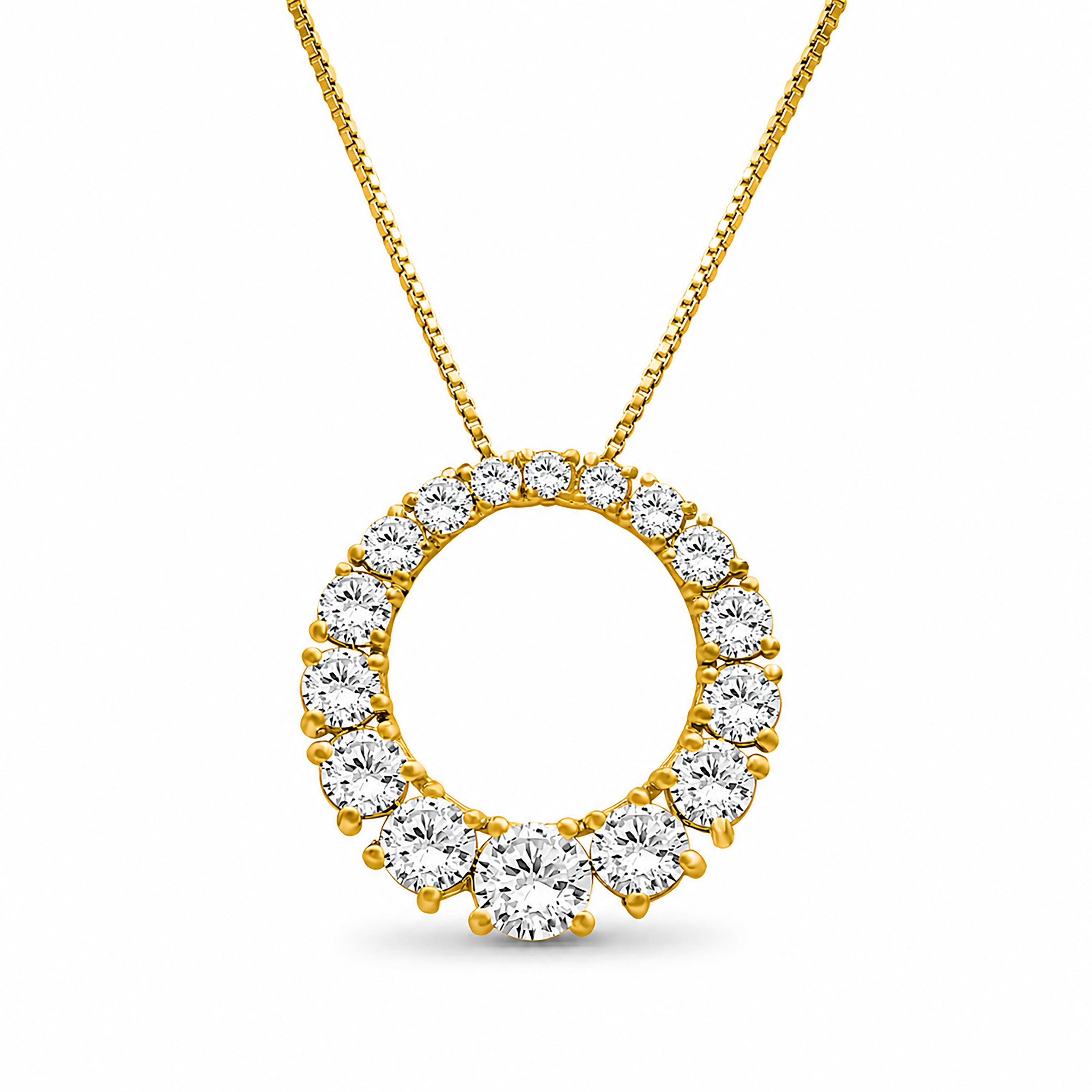 Venturant Lab Grown Diamond (F/VS+) 2.00 carat Round cut Sterling Silver Circle Pendant - Sterling Silver | Gold over Silver