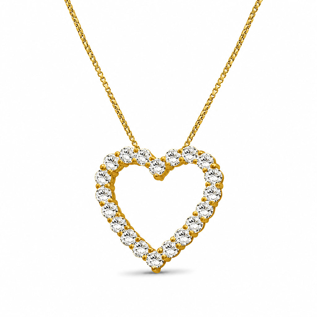 Venturant Lab Grown Diamond (F/VS+) 2.00 carat Round cut Sterling Silver Heart Pendant - Sterling Silver | Gold over Silver