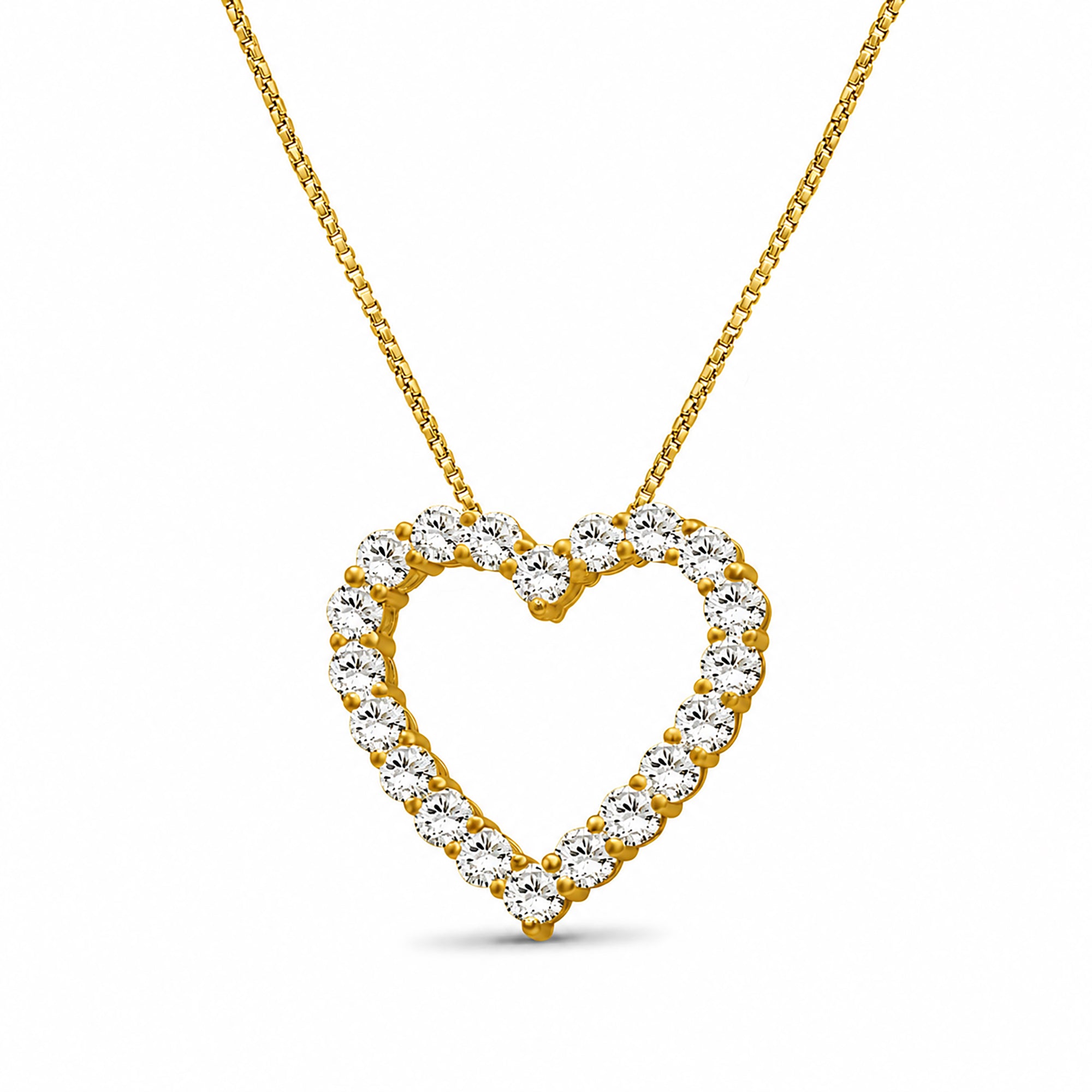 Venturant Lab Grown Diamond (F/VS+) 2.00 carat Round cut Sterling Silver Heart Pendant - Sterling Silver | Gold over Silver